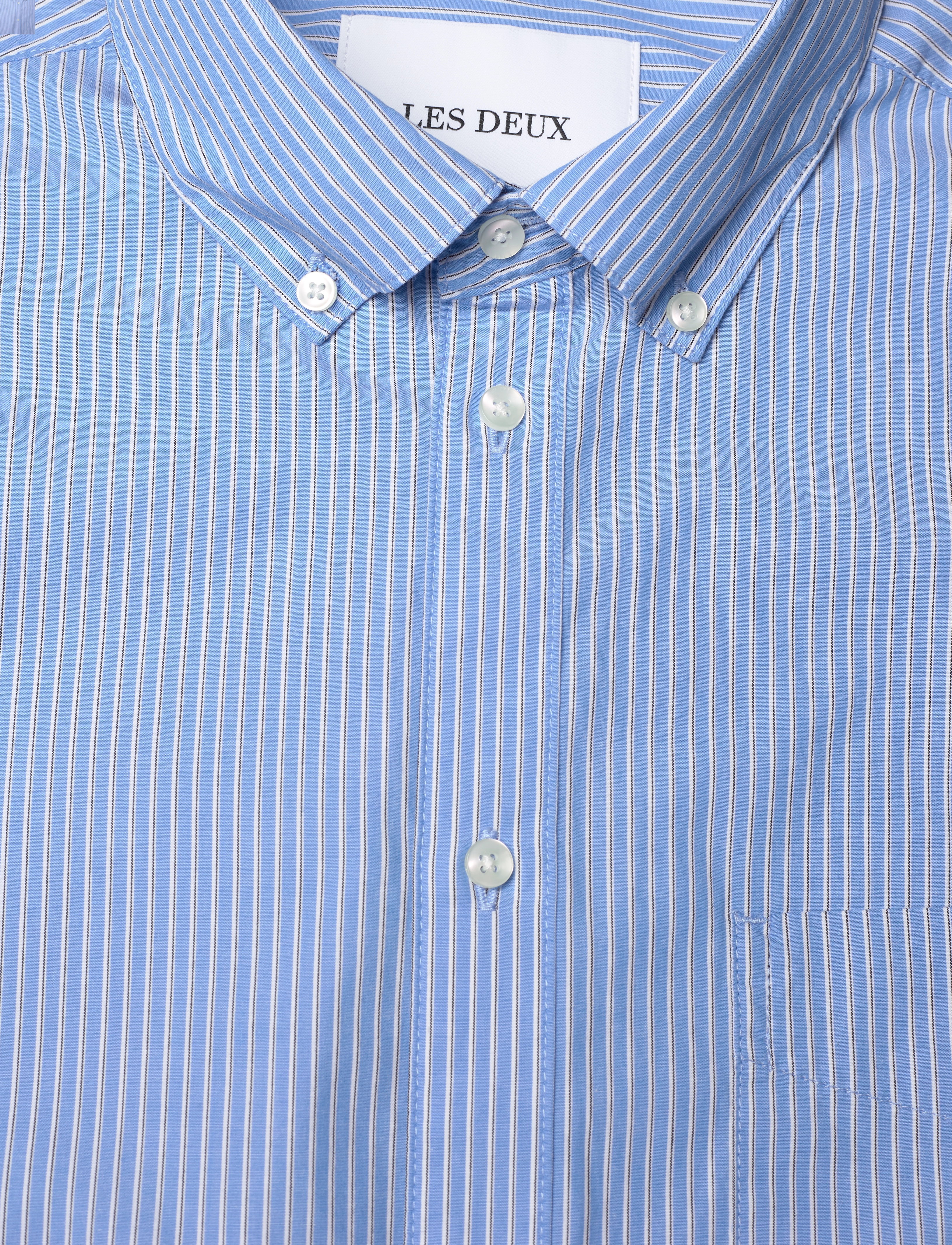 Les Deux - Kent Poplin Shirt - summer sky/black - 2