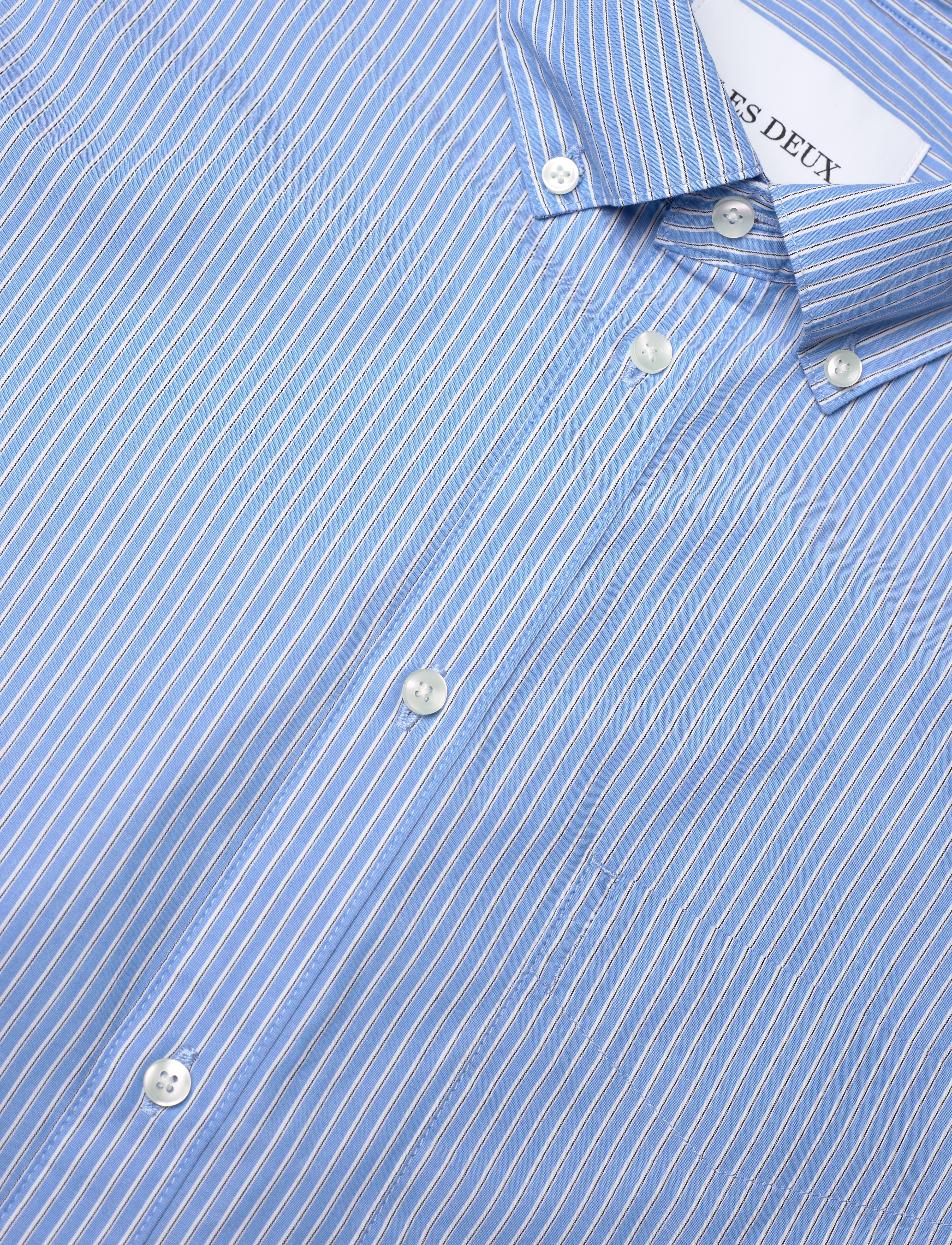 Les Deux - Kent Poplin Shirt - summer sky/black - 3