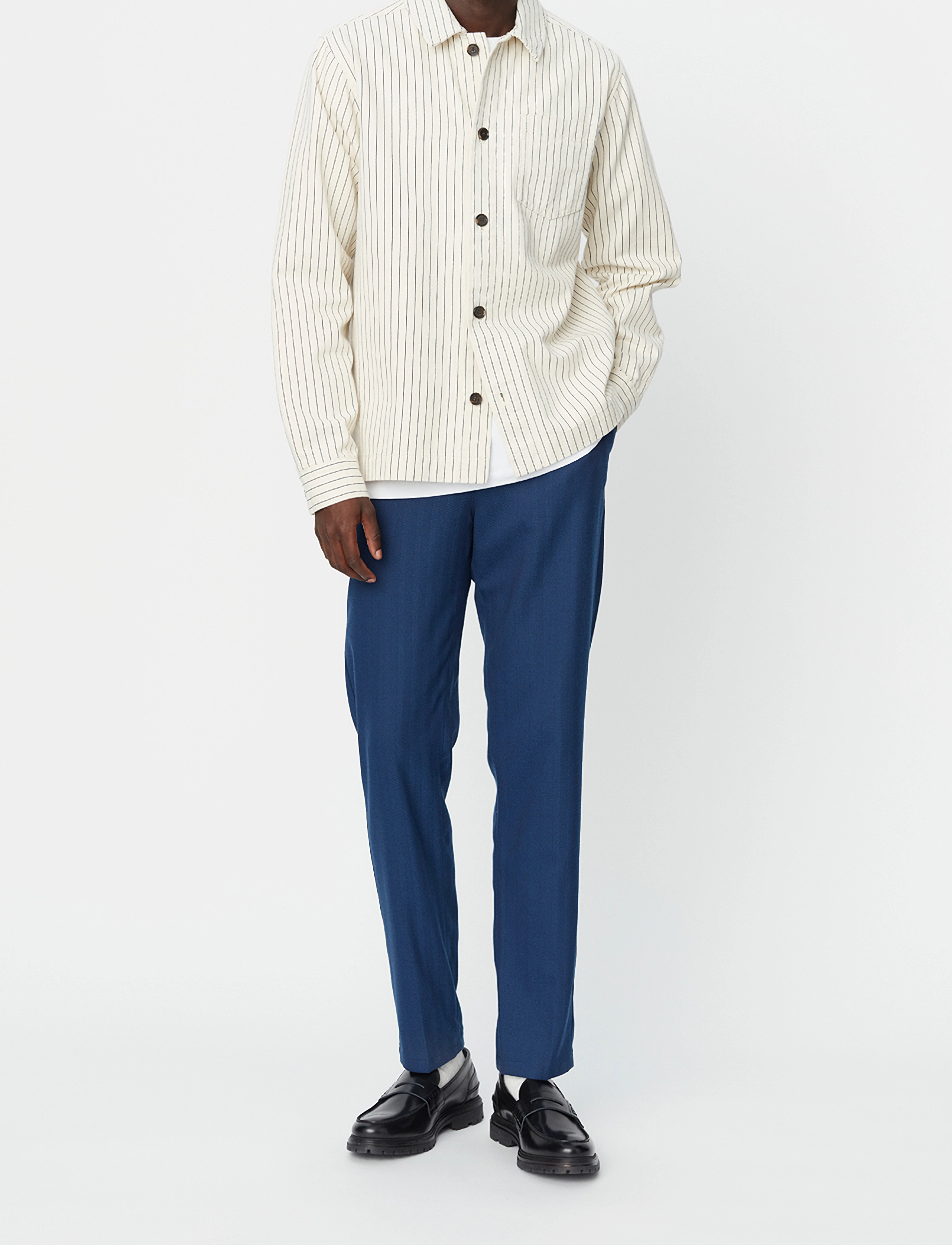 Les Deux - Layton Stripe Hybrid Shirt - ivory/dark navy - 2