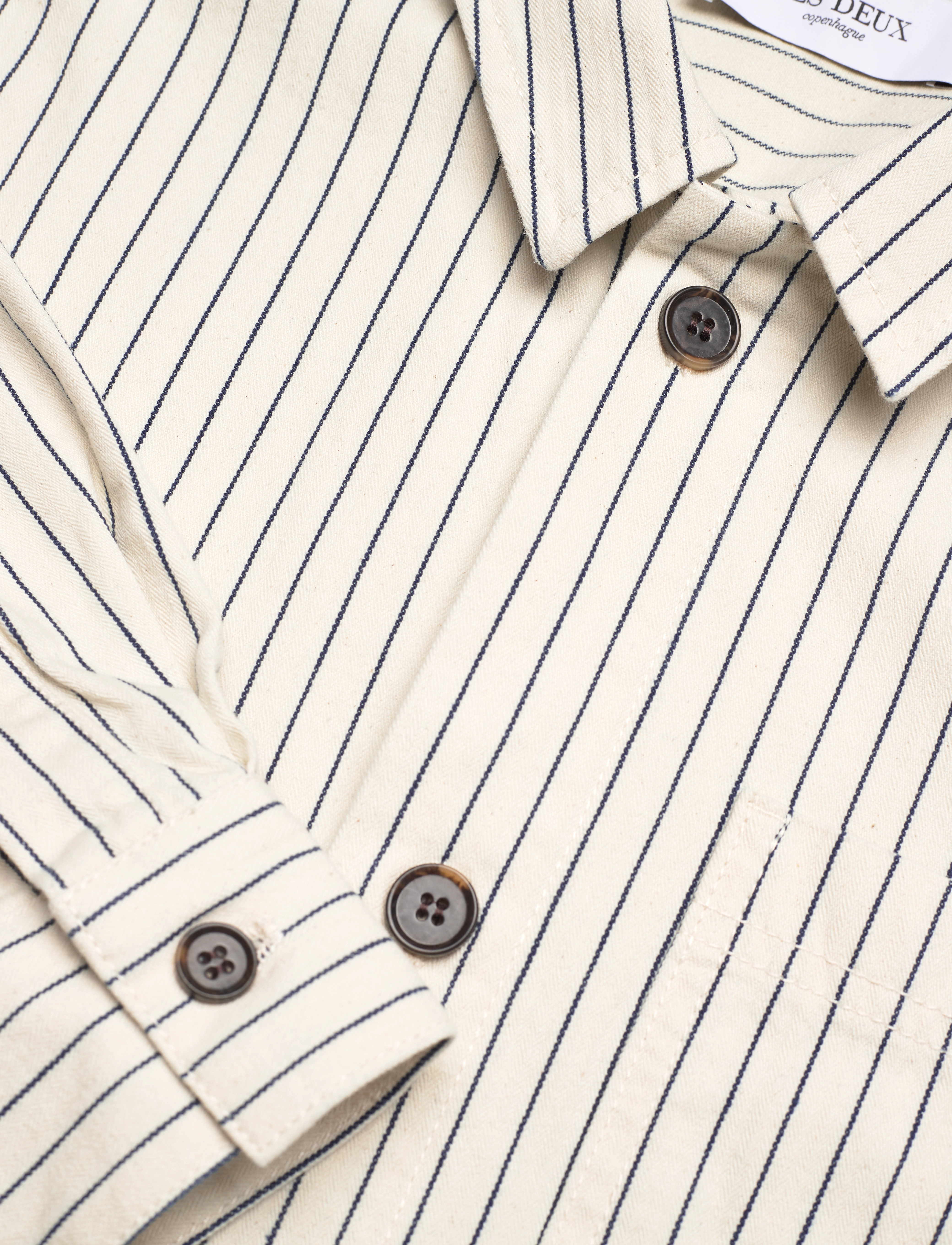 Les Deux - Layton Stripe Hybrid Shirt - ivory/dark navy - 3