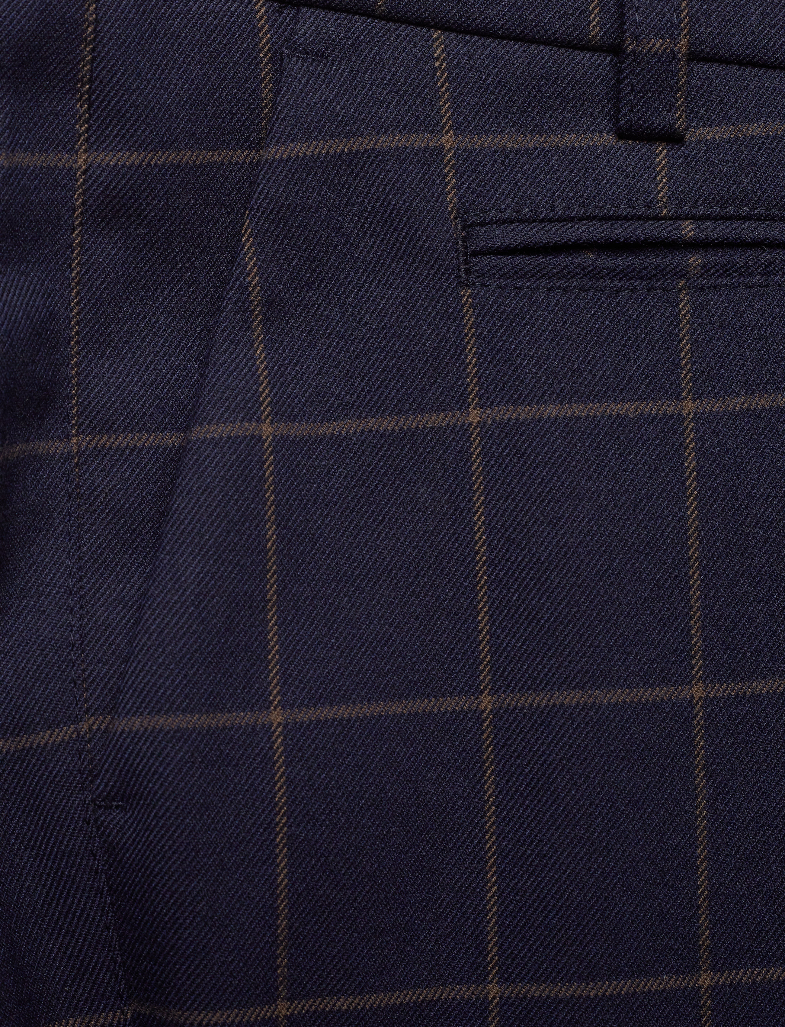 Les Deux - Como Check Suit Pants - 4687-dark navy/brown - 2
