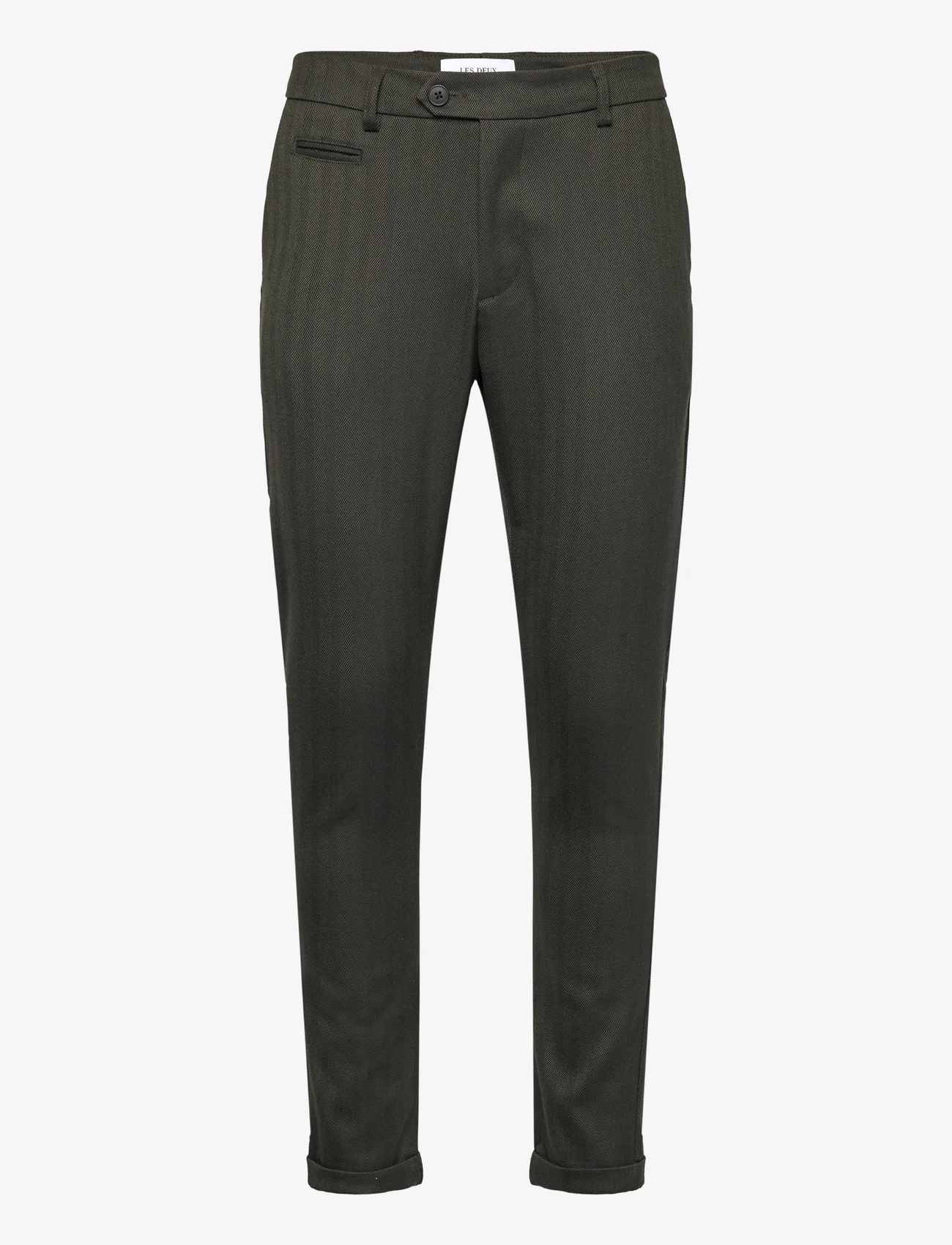 Les Deux - Como Herringbone Suit Pants - pantalons - deep forest/black - 0