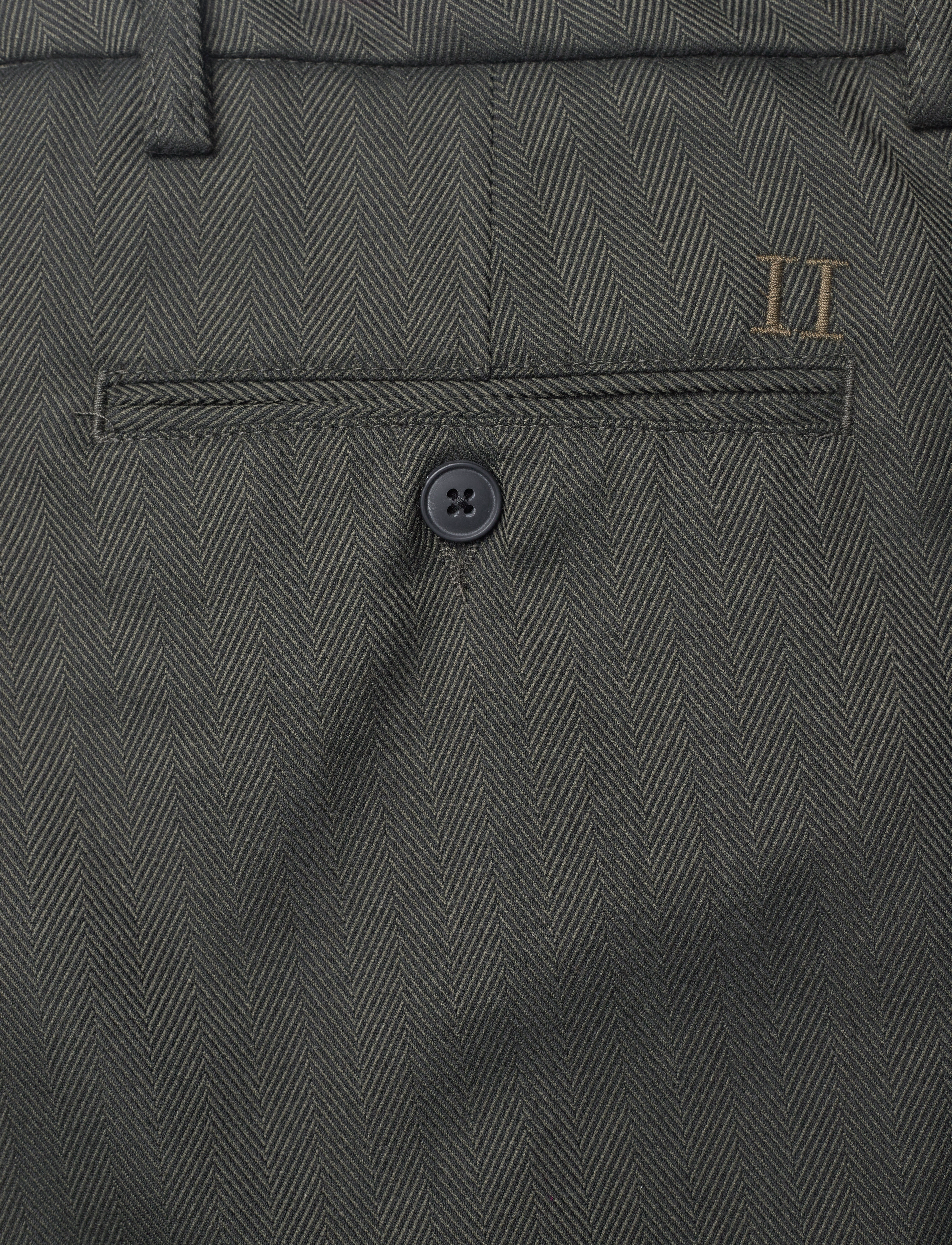 Les Deux - Como Herringbone Suit Pants - deep forest/black - 4
