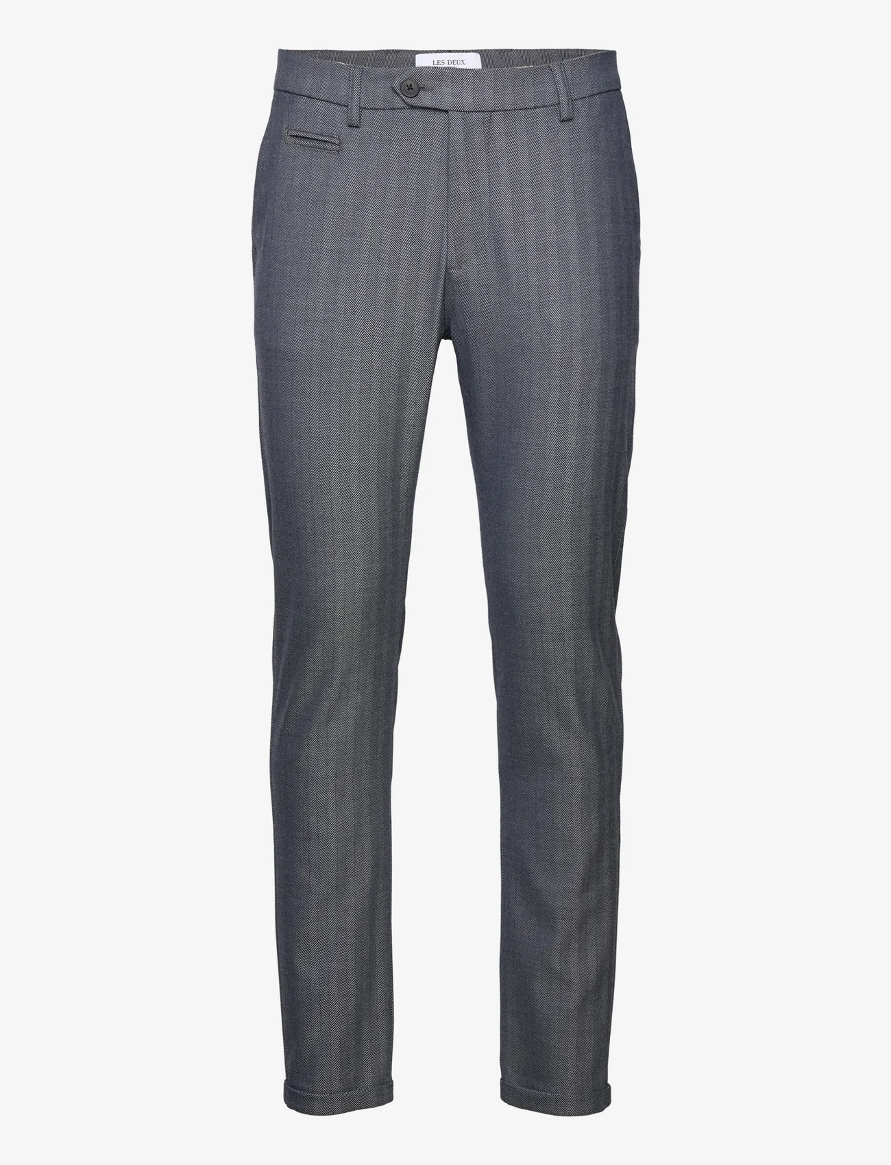 Les Deux - Como Herringbone Suit Pants - Ülikonnapüksid - dark navy/tradewinds blue - 0