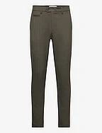 Como Herringbone Suit Pants - OLIVE NIGHT/DARK BROWN
