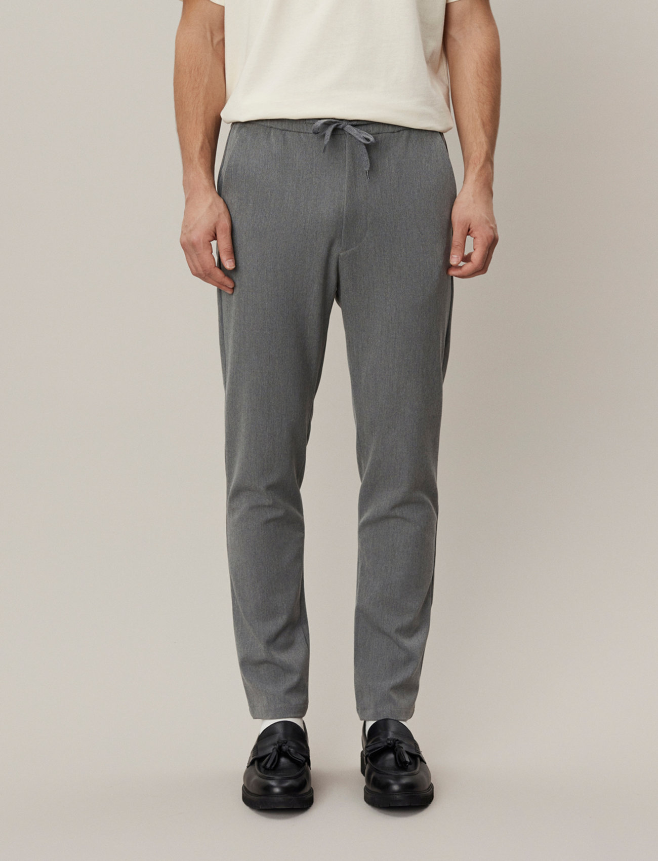 Les Deux - Como Tapered Drawstring Pants - nordic style - grey melange - 0