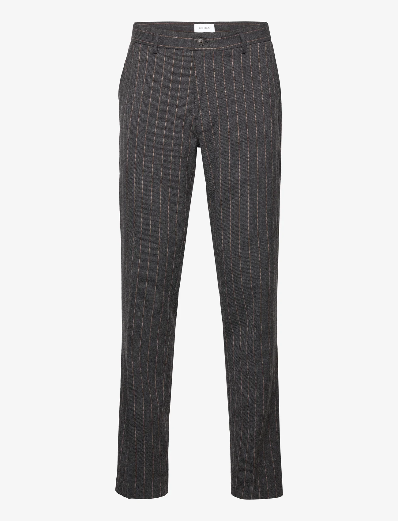 Les Deux - Como Reg Pinstripe Suit Pants - suit trousers - dark grey melange/rubber - 0