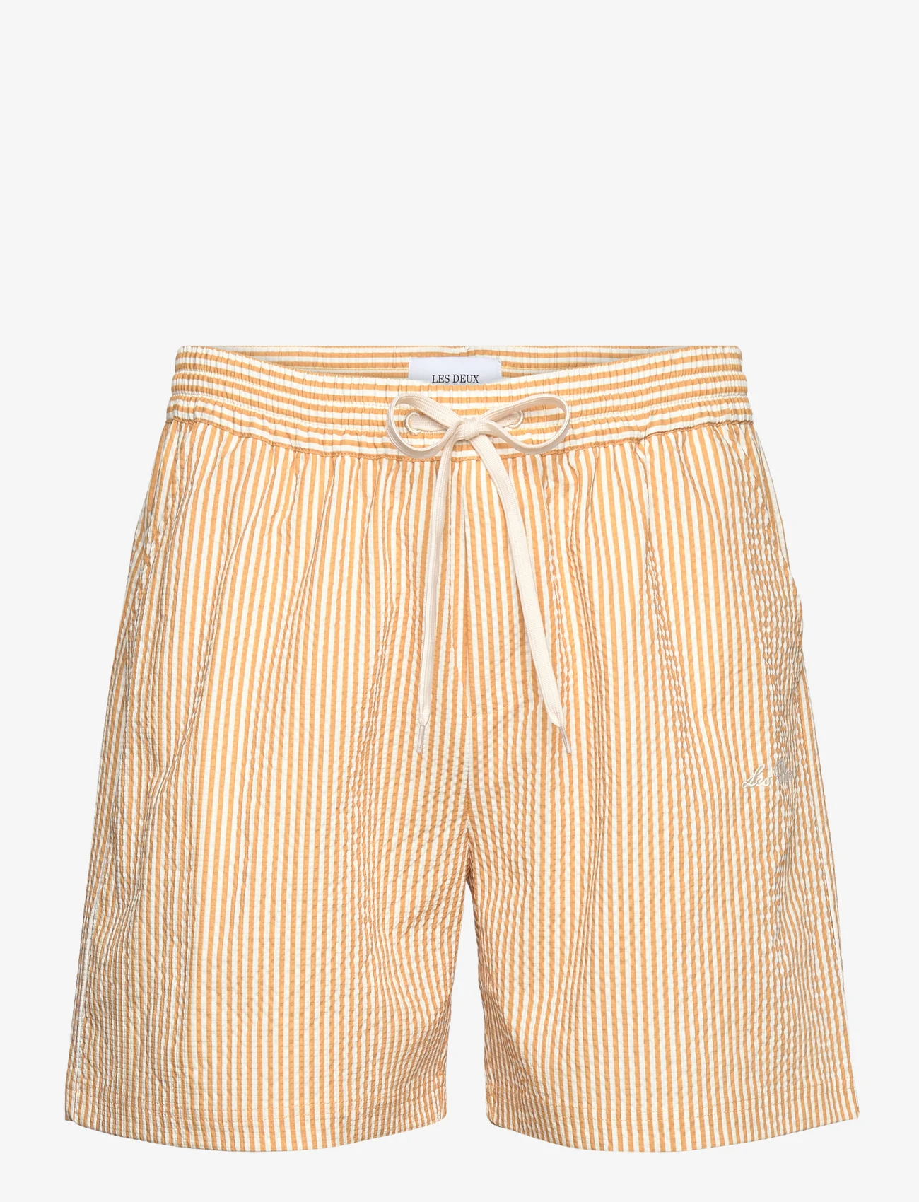 Les Deux - Stan Stripe Seersucker Swim Shorts - nordischer stil - mustard yellow/light ivory - 1