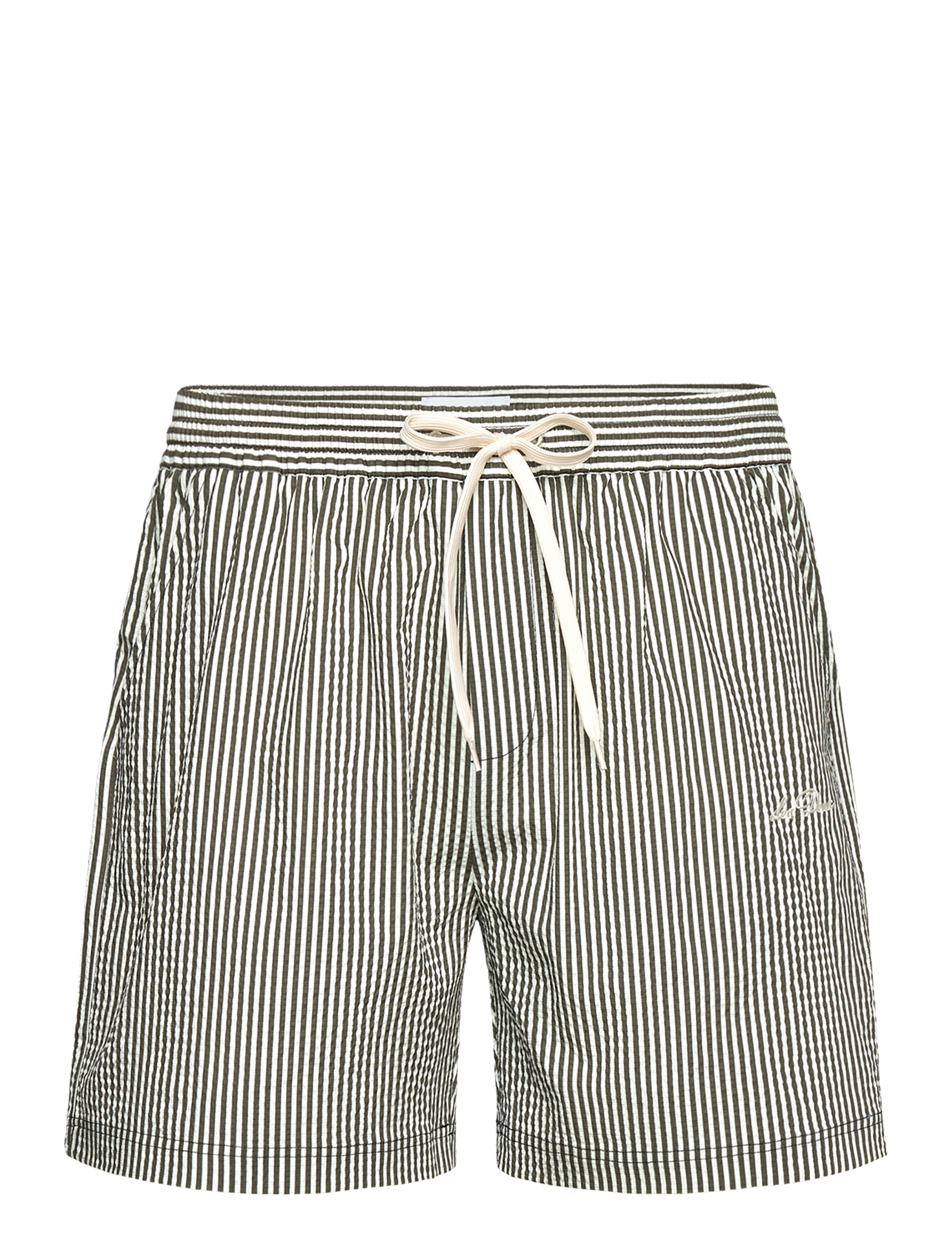 Stan Stripe Seersucker Swim Shorts - OLIVE NIGHT/LIGHT
