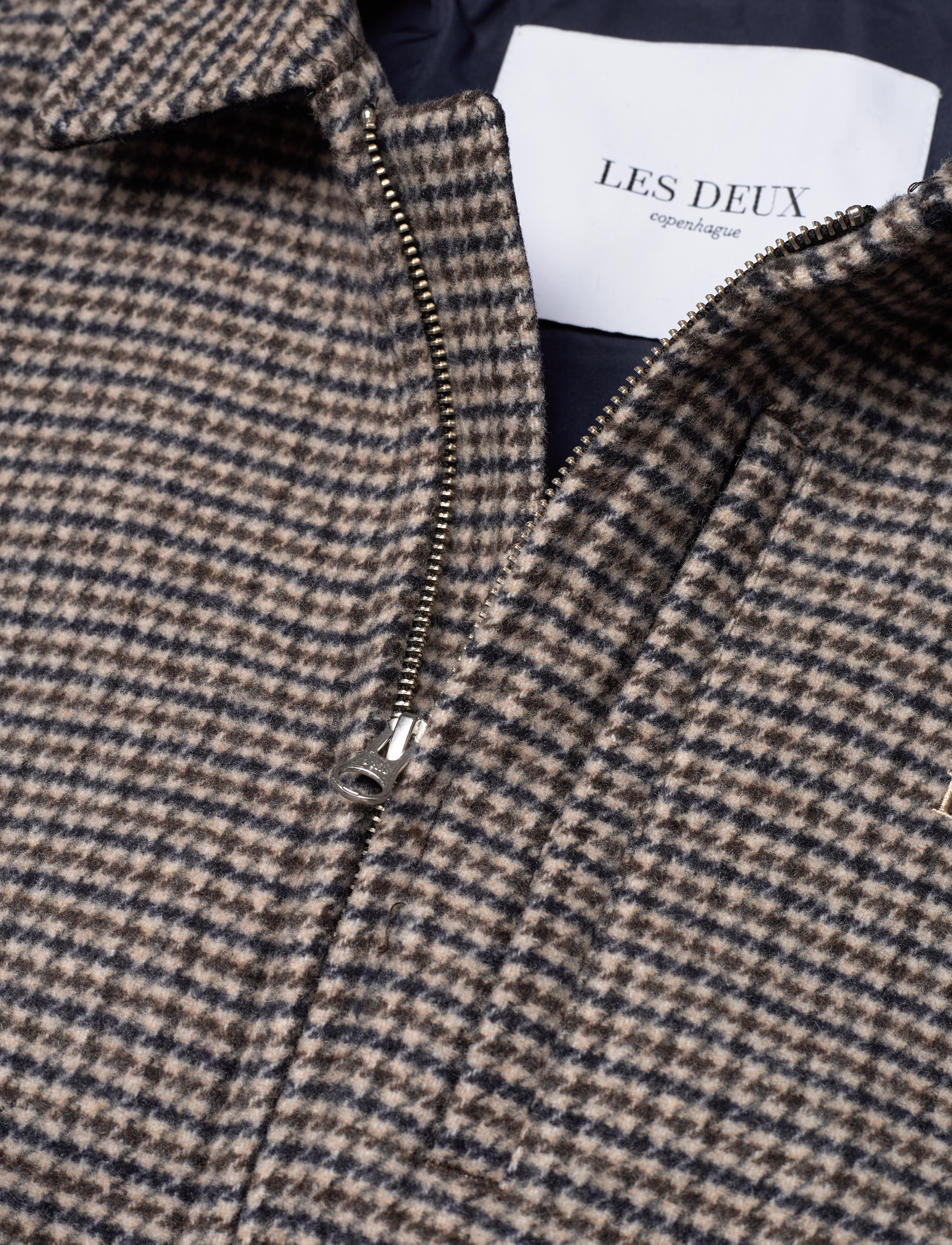 Les Deux - Manuel Houndstooth Wool Jacket - dark sand/black - 5