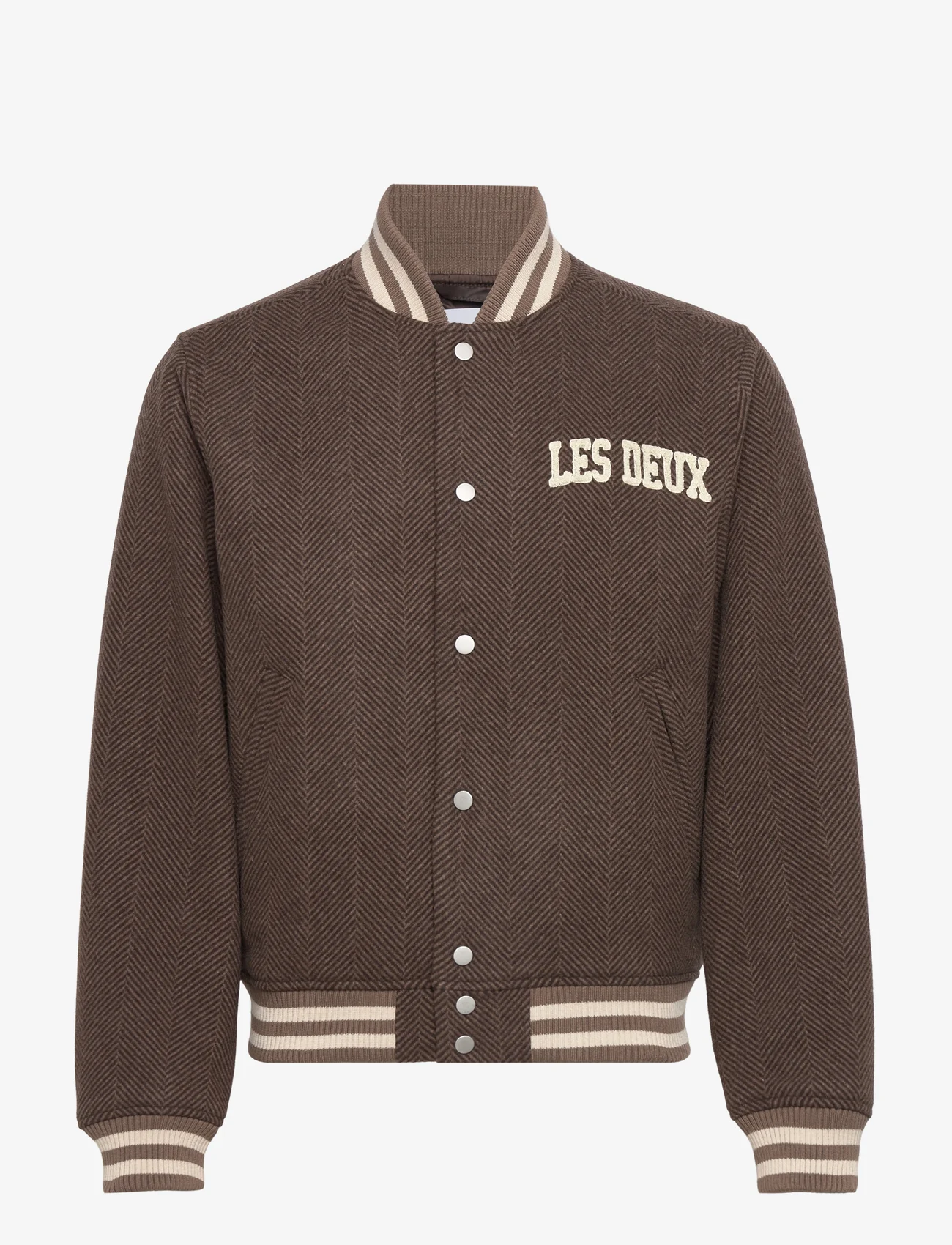 Les Deux - Varsity Herringbone Wool Jacket - striukės ir švarkeliai - coffee brown/walnut - 0