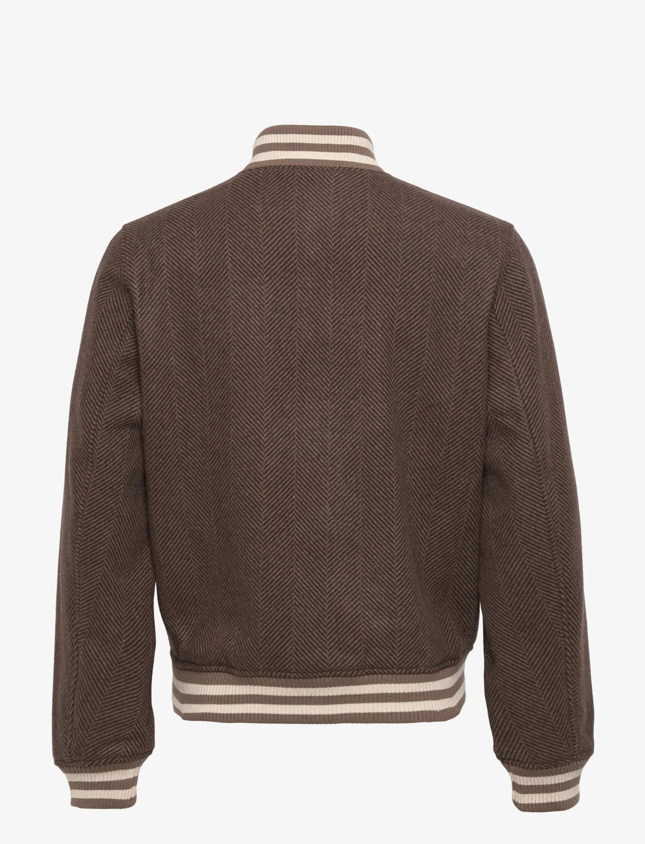 Les Deux - Varsity Herringbone Wool Jacket - jackets - coffee brown/walnut - 1