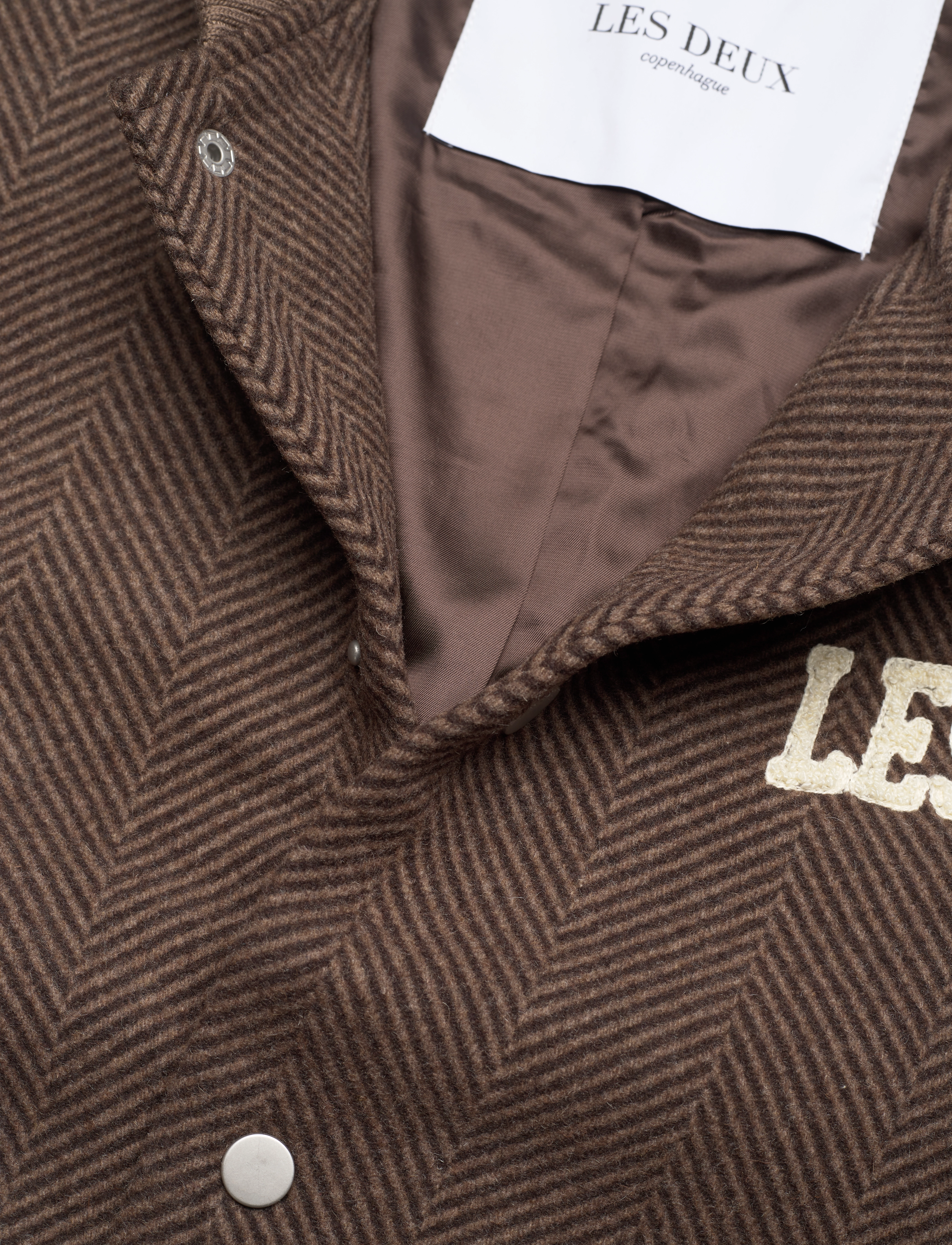Les Deux - Varsity Herringbone Wool Jacket - coffee brown/walnut - 2