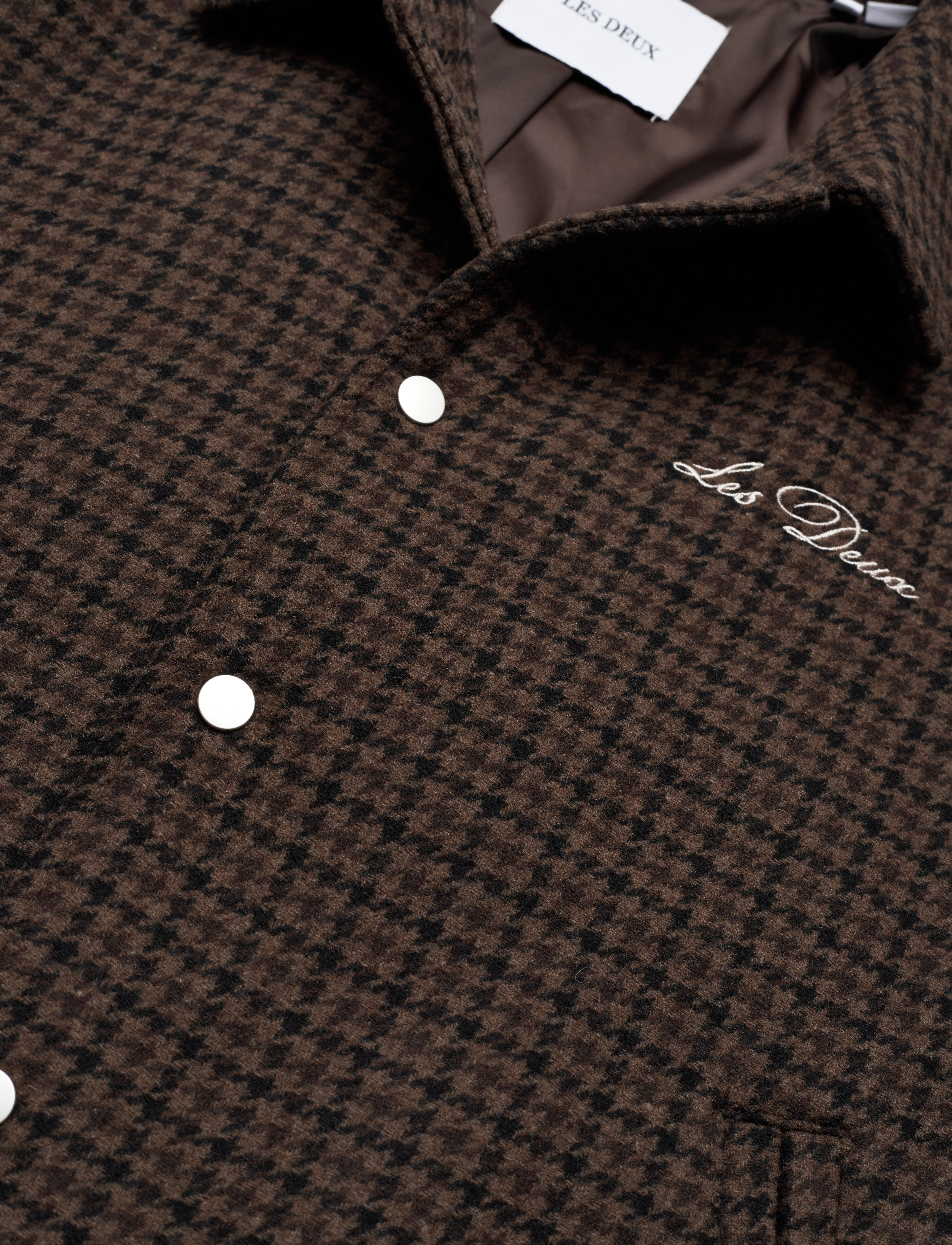 Les Deux - Les Deux Varsity Houndstooth Wool J - mountain grey/coffee brown - 3