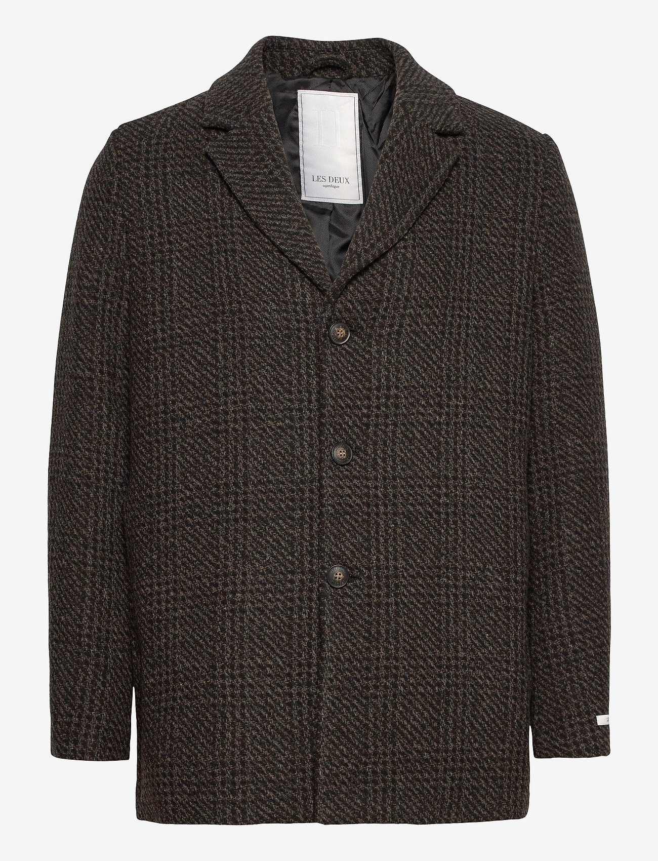 Les Deux - Montgomery Check Wool Coat - black/brown/grey check - 0