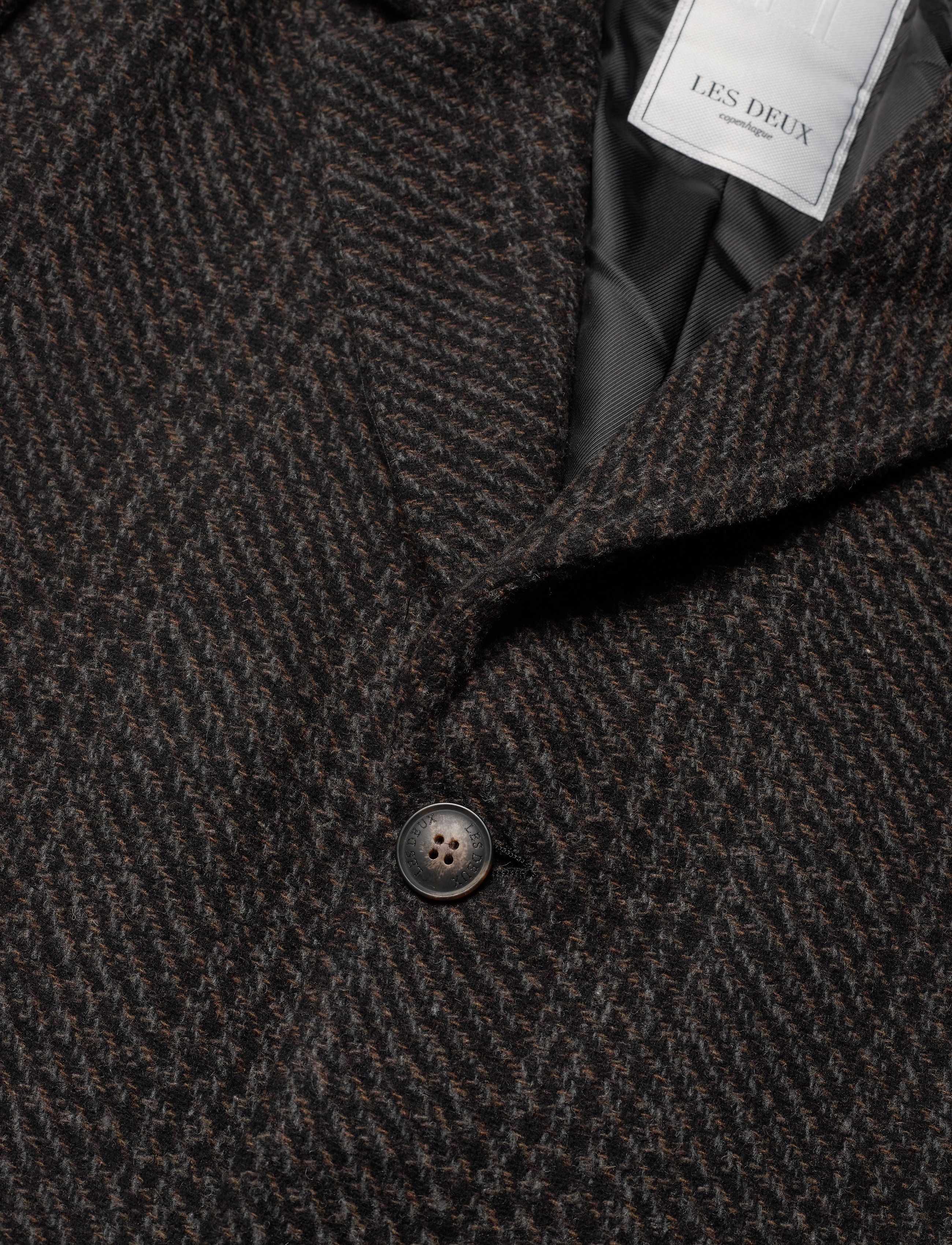 Les Deux - Montgomery Check Wool Coat - black/brown/grey check - 2