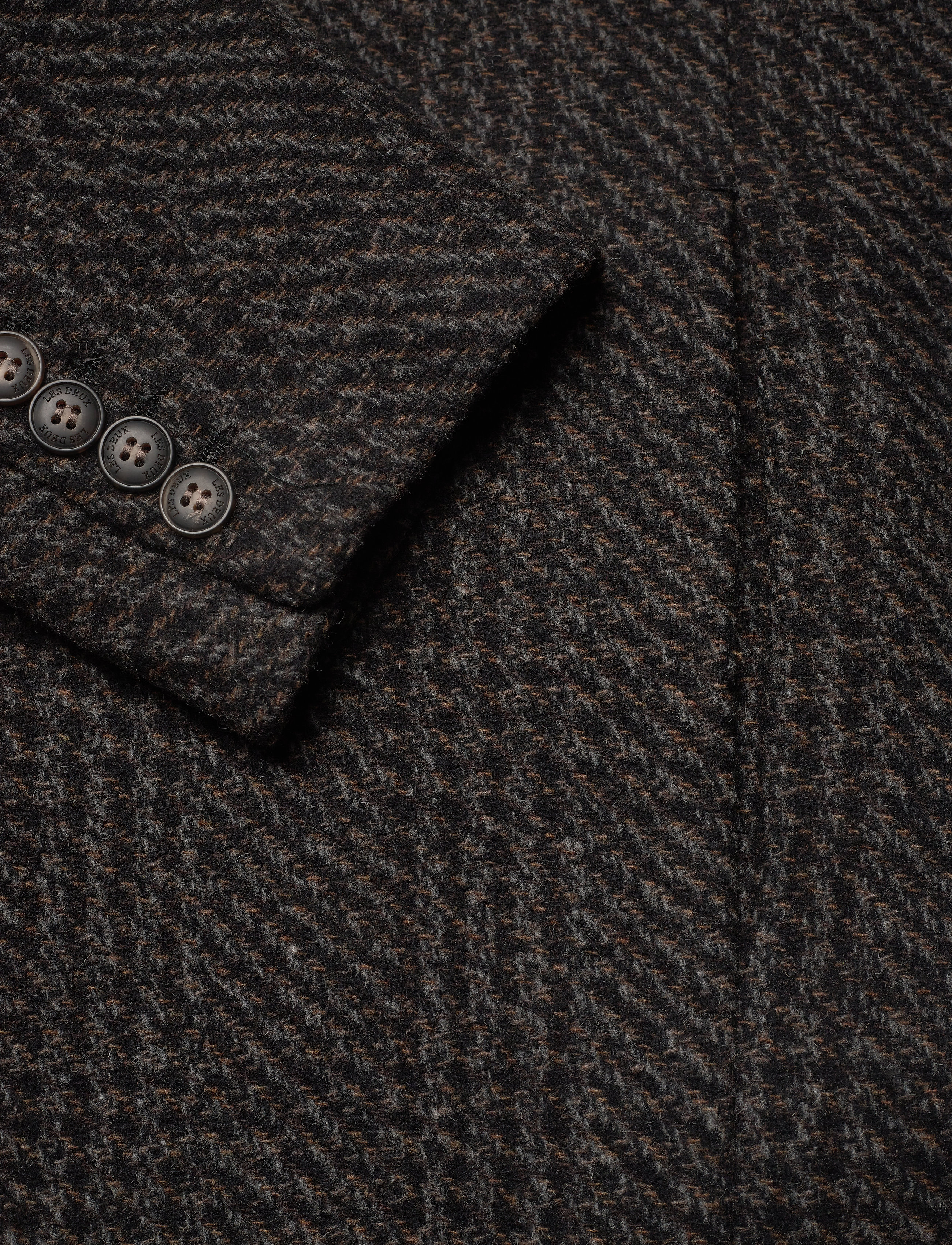 Les Deux - Montgomery Check Wool Coat - black/brown/grey check - 3