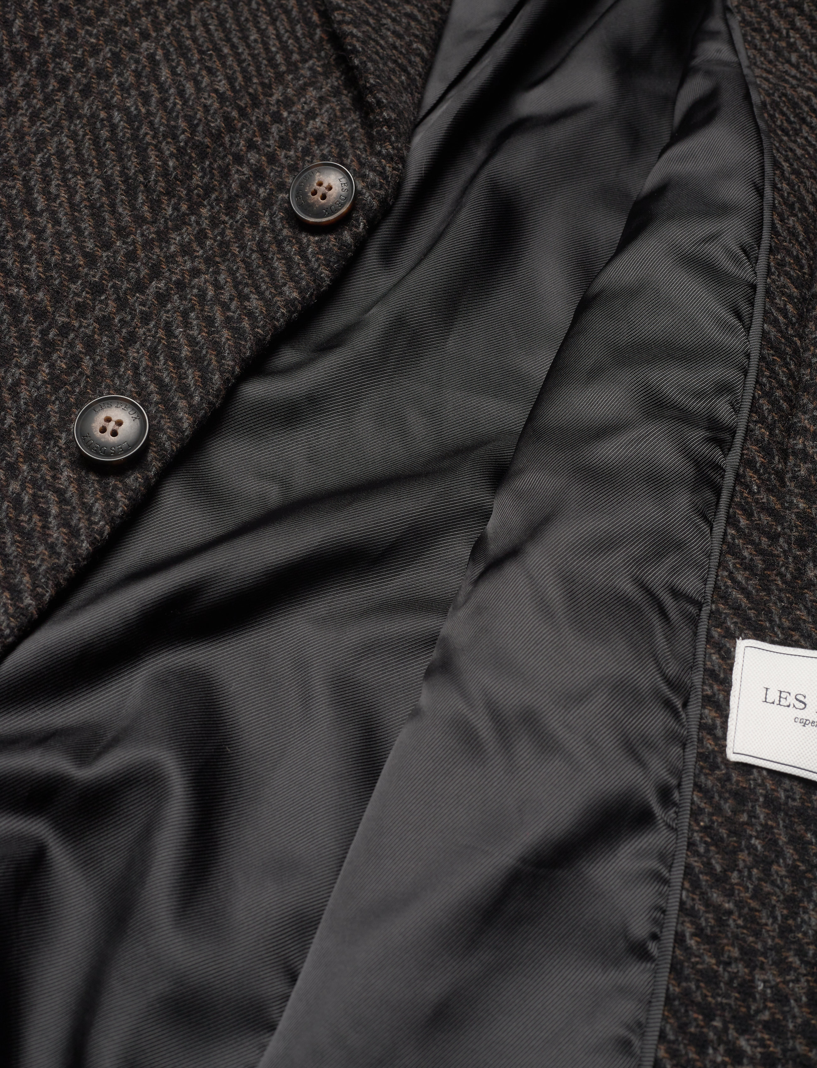 Les Deux - Montgomery Check Wool Coat - black/brown/grey check - 4