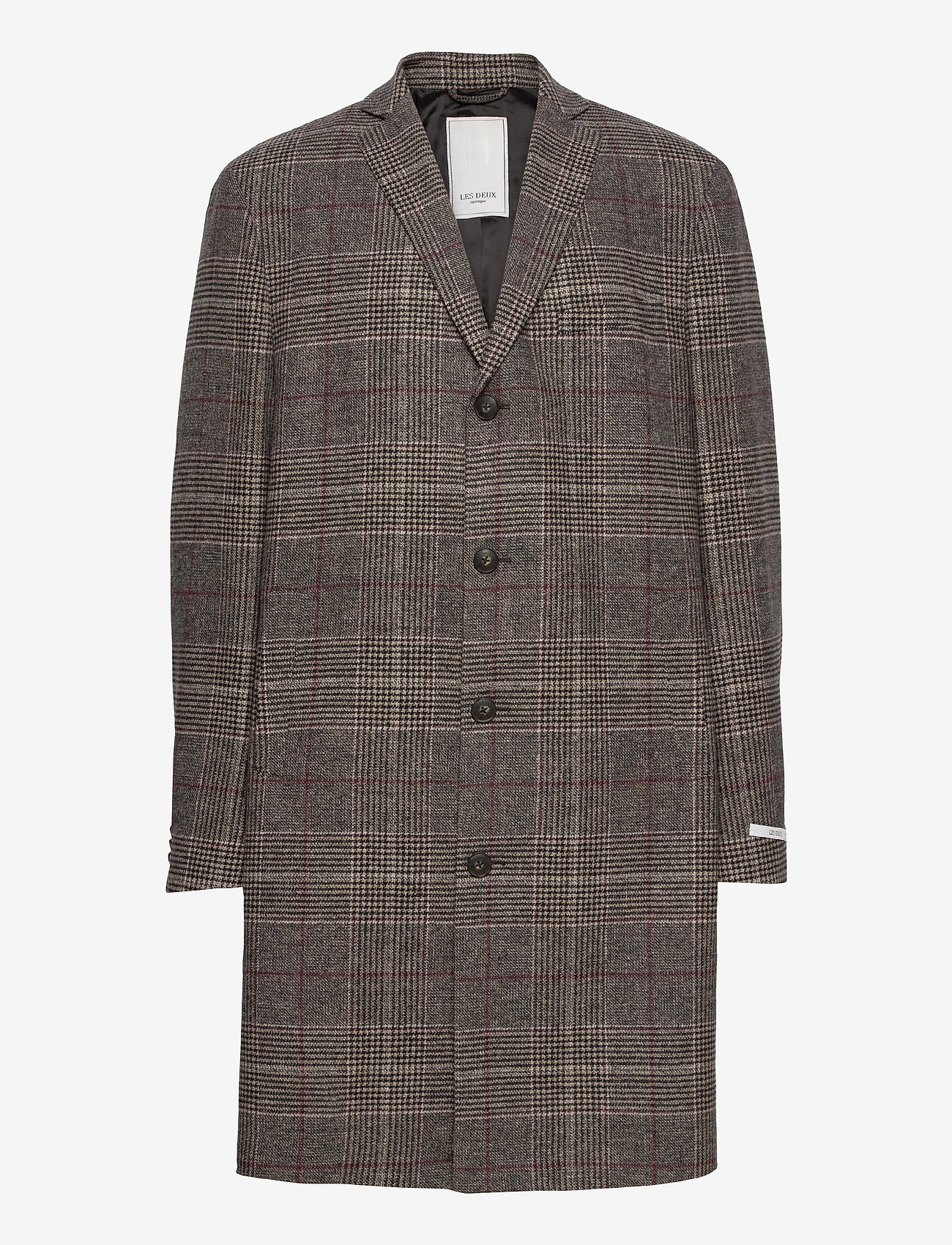 Les Deux - Madison Wool Check Coat - dark sand/black - 0