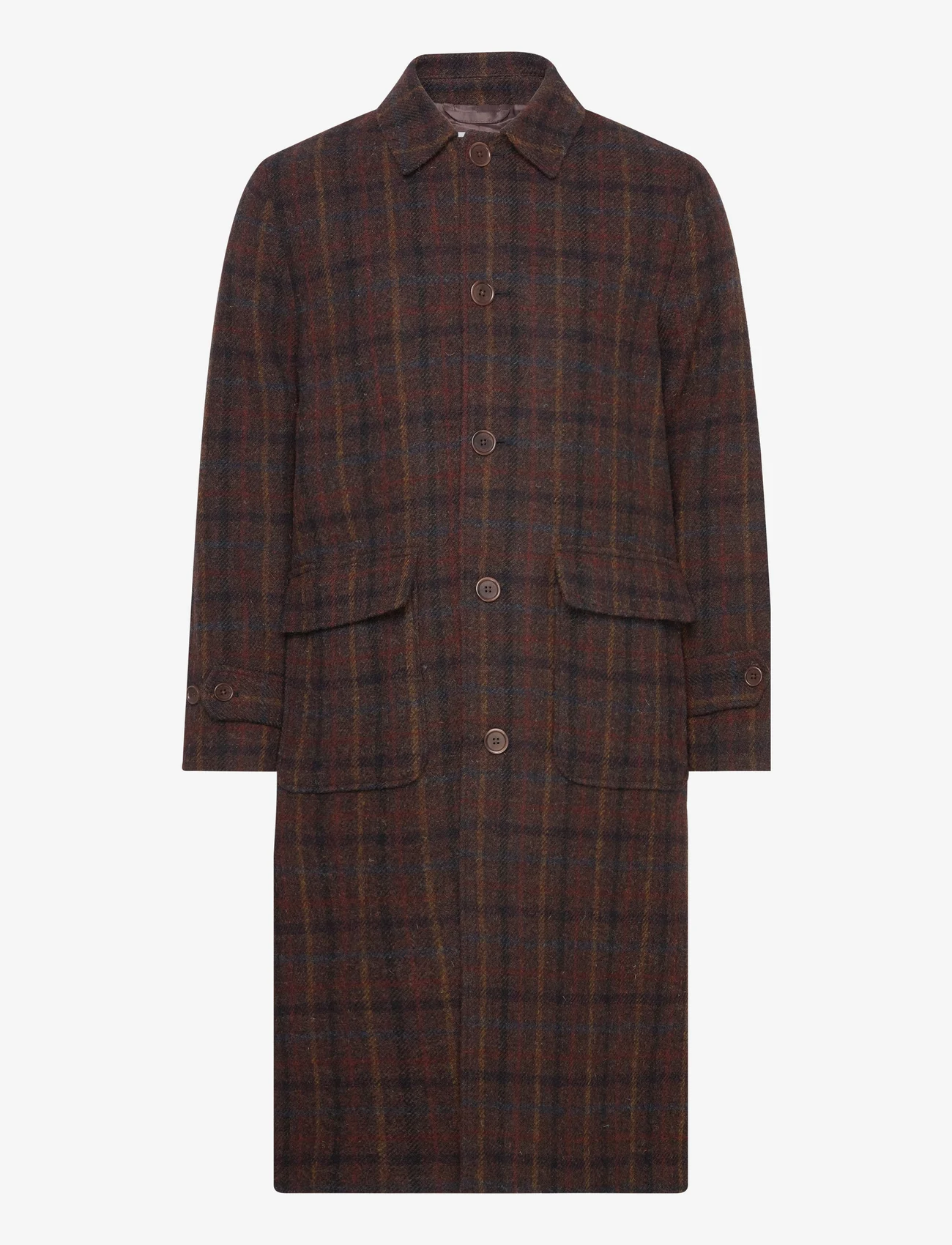 Les Deux - Maximilian Harris Tweed Wool Coat - winter jackets - ebony brown/black - 0