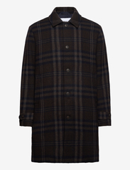 McKay Check Wool Coat - COFFEE BROWN/DARK GREY