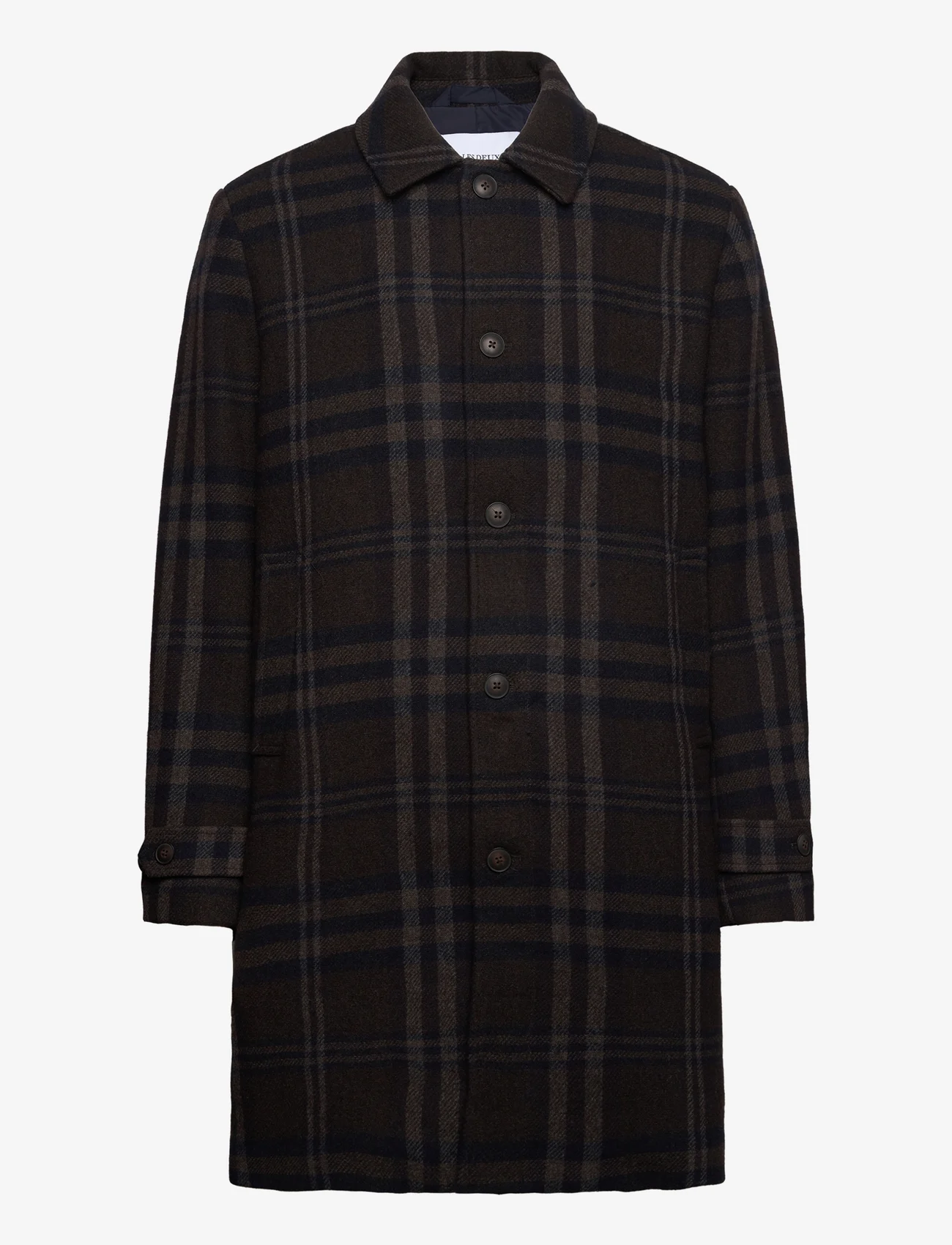 Les Deux - McKay Check Wool Coat - manteaux de laine - coffee brown/dark grey - 1