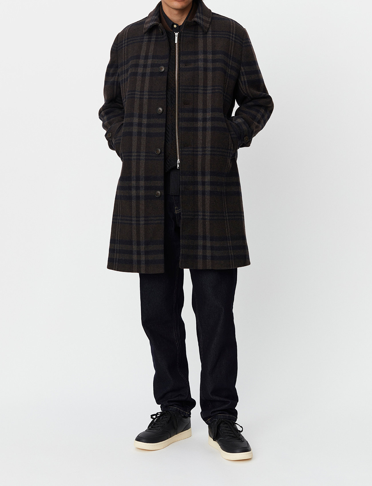 Les Deux - McKay Check Wool Coat - manteaux de laine - coffee brown/dark grey - 0