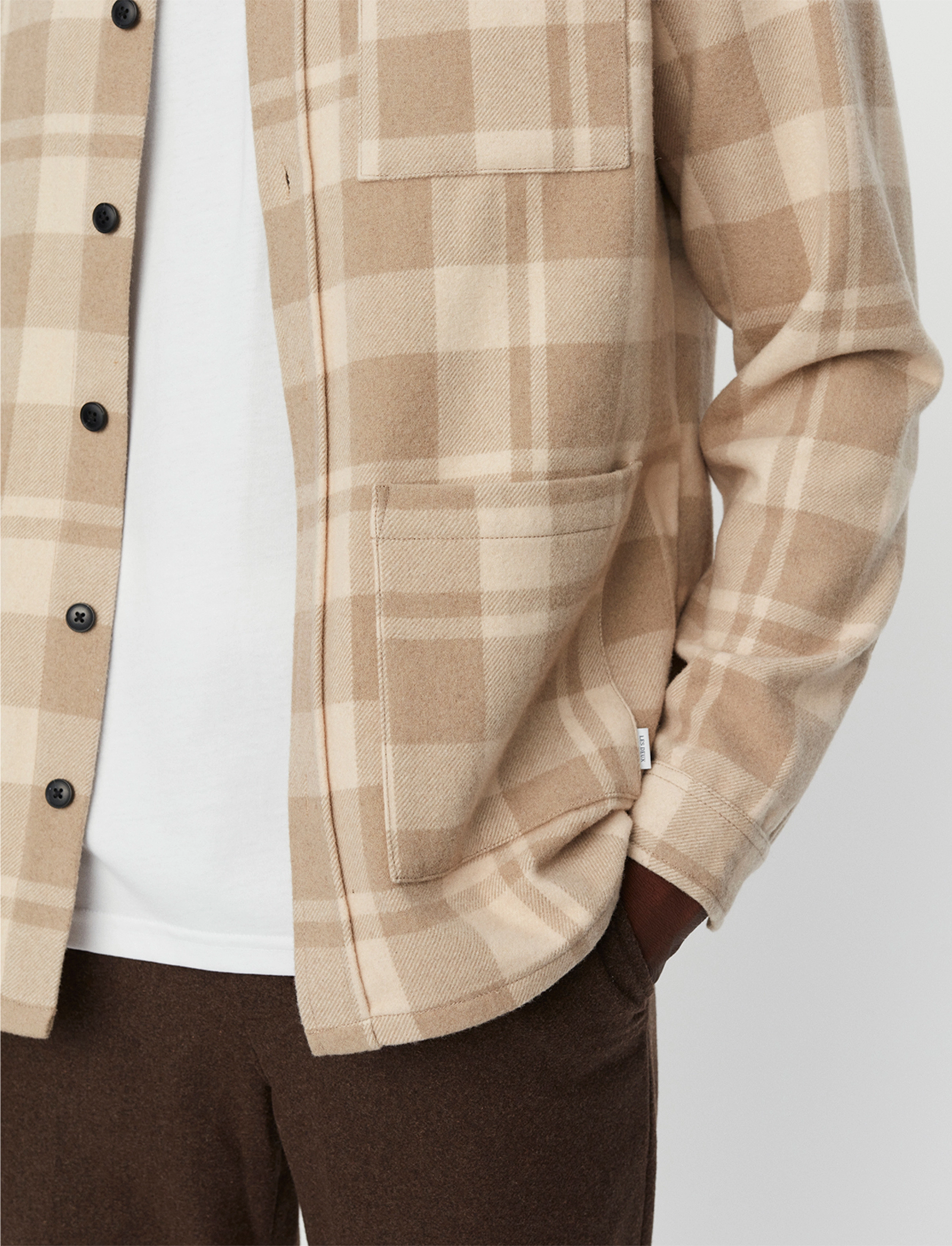 Les Deux - Jason Check Wool Hybrid - dark sand/ivory - 3