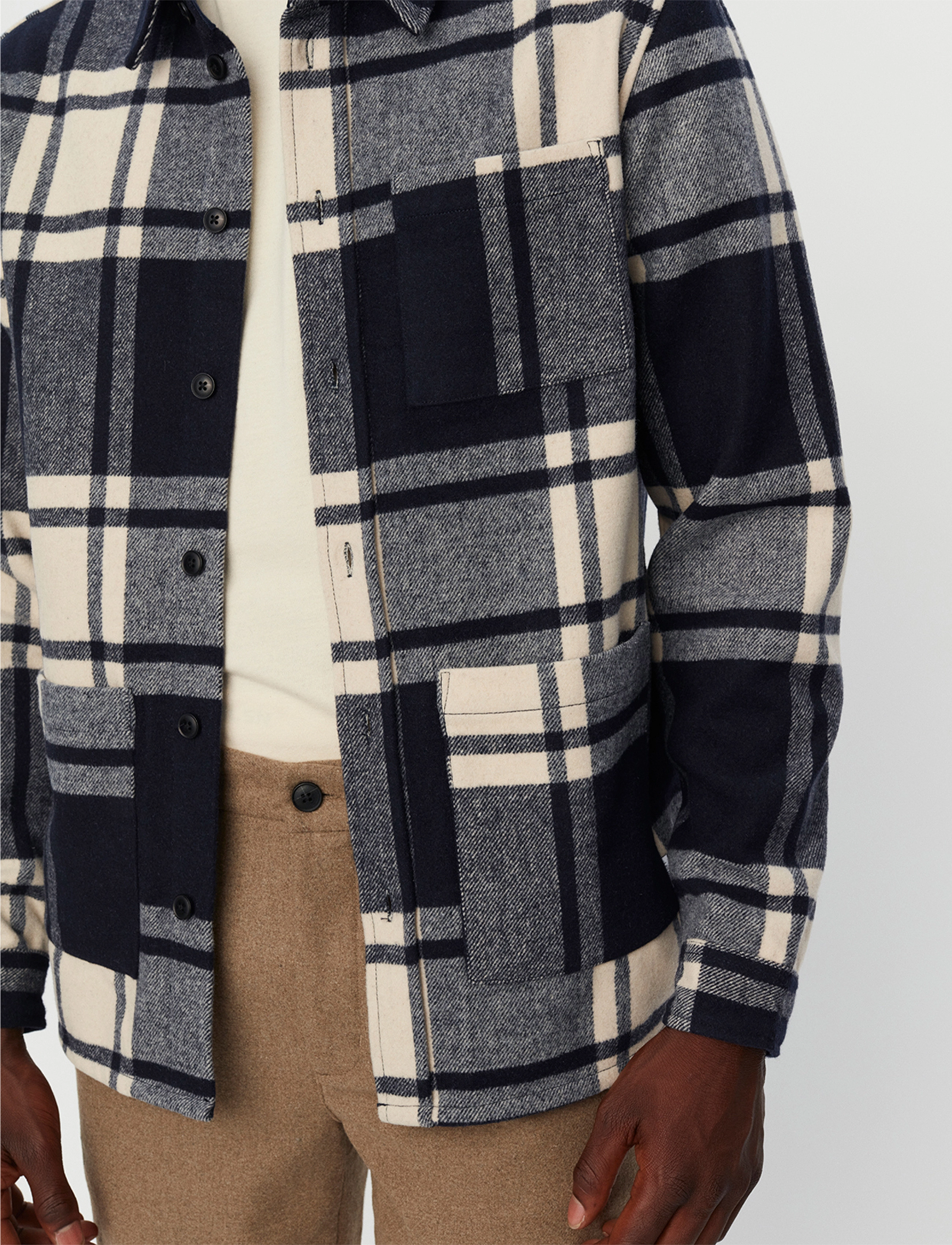 Les Deux - Jason Check Wool Hybrid - ivory/dark navy - 3
