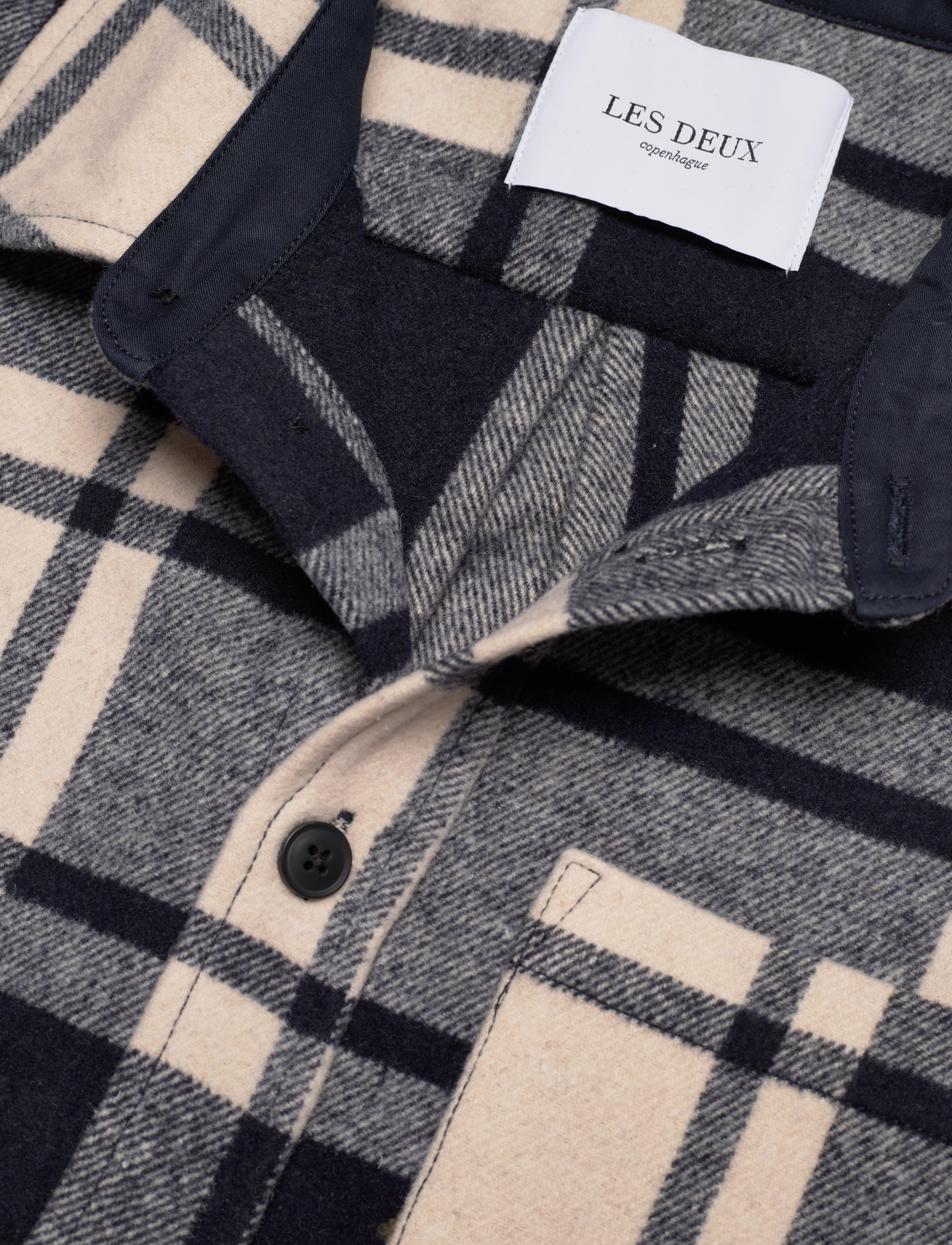 Les Deux - Jason Check Wool Hybrid - ivory/dark navy - 4