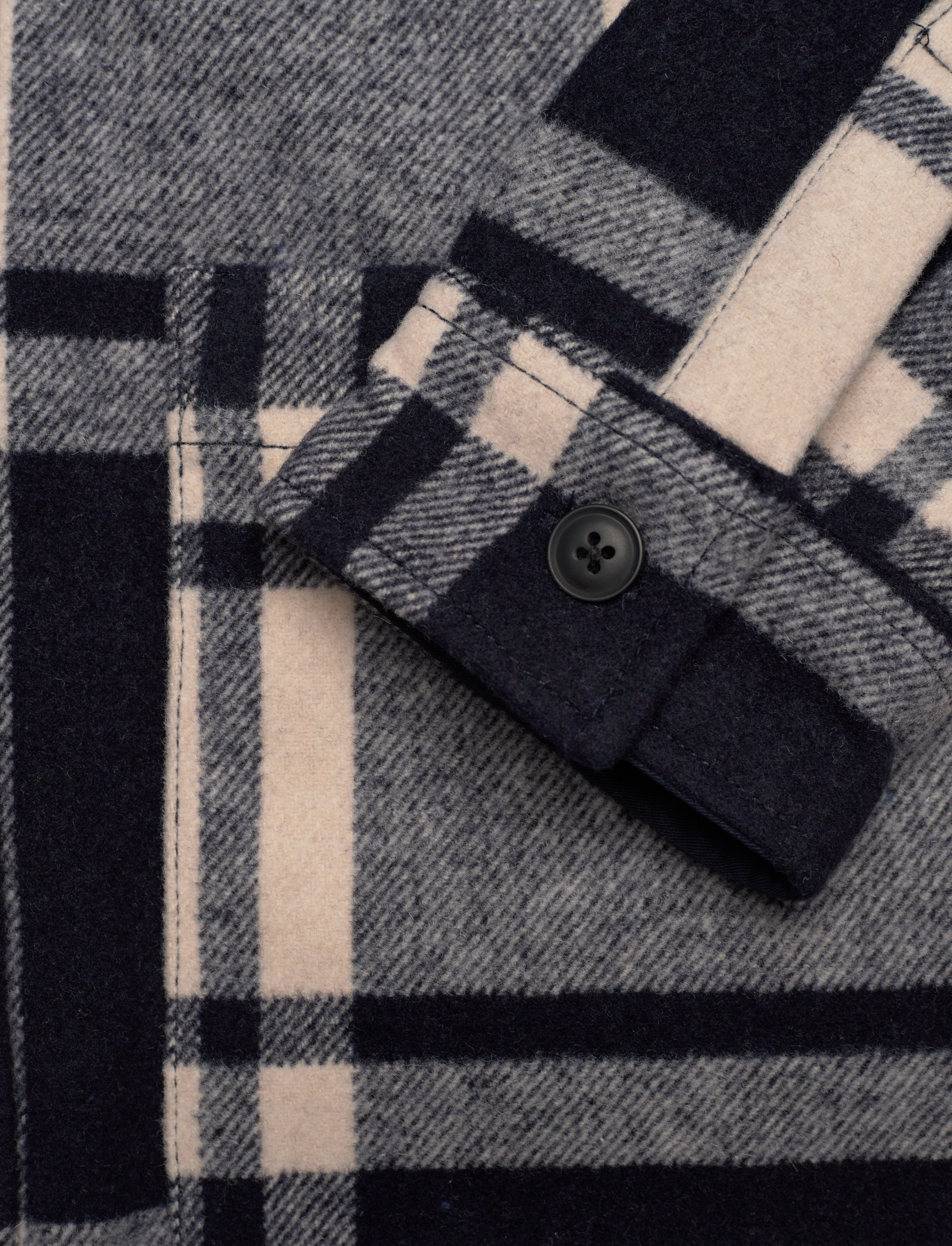 Les Deux - Jason Check Wool Hybrid - ivory/dark navy - 5