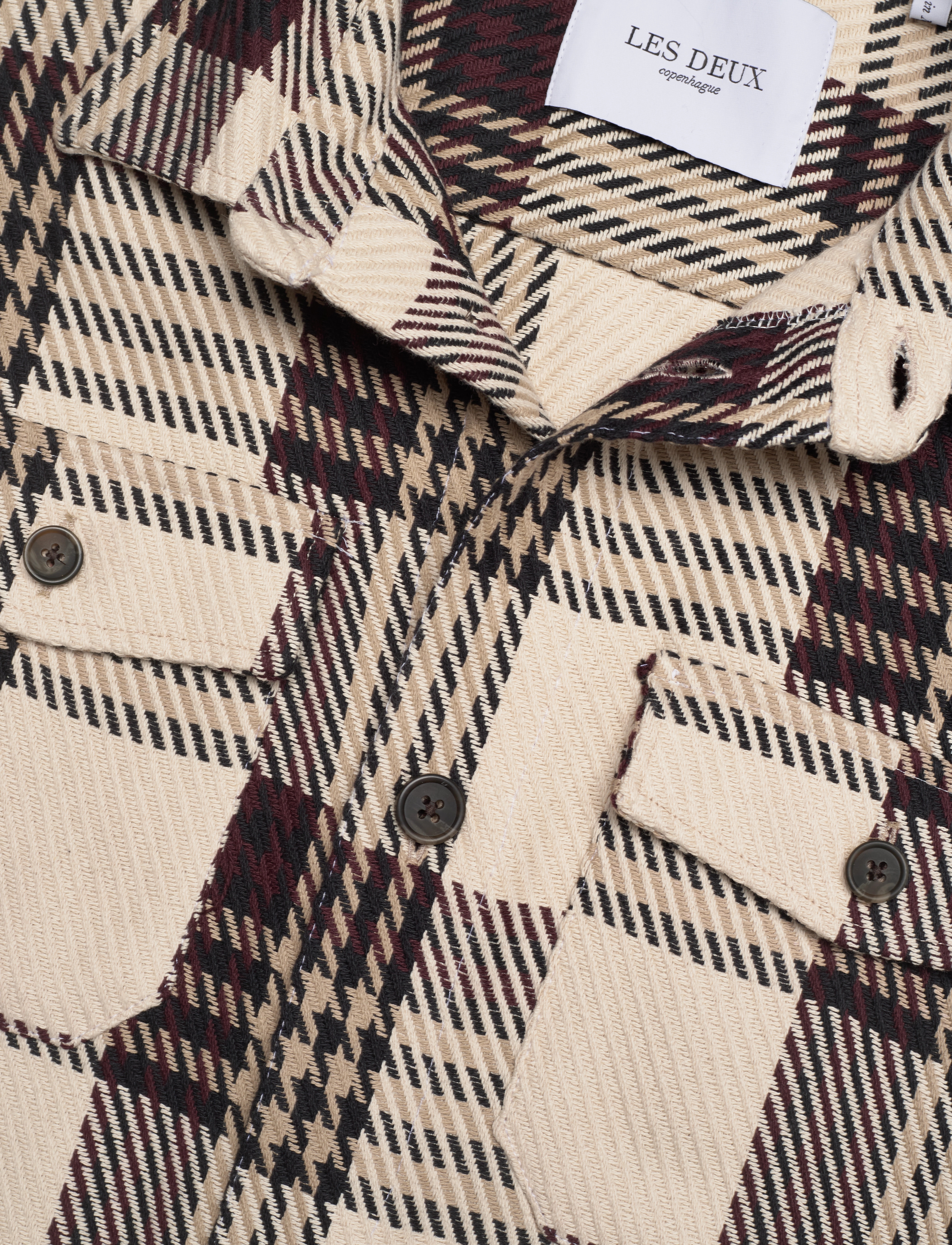 Les Deux - Jesse Check Hybrid Shirt - ivory/dark sand - 3