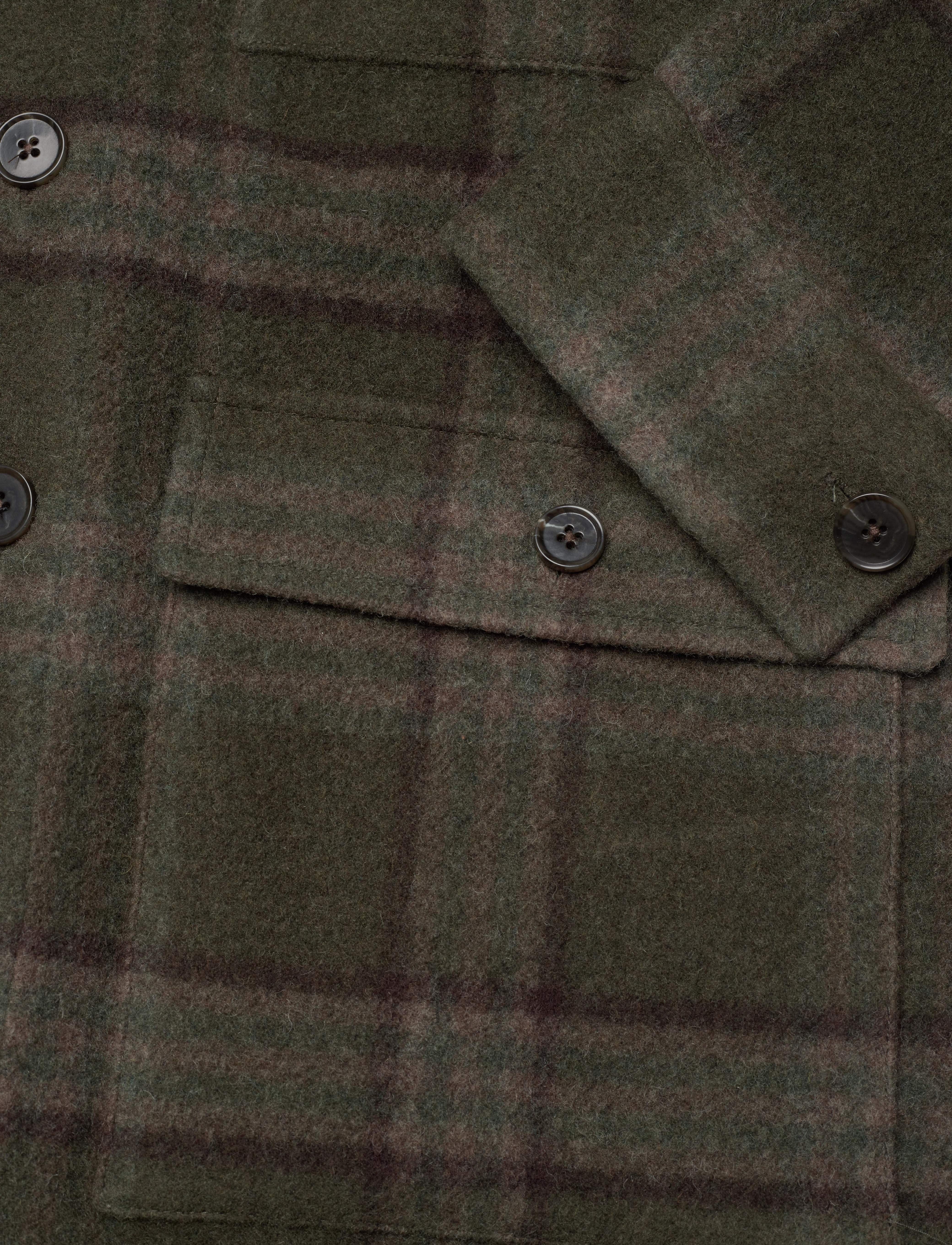 Les Deux - Kyle Check Wool Hybrid Shirt - olive night/dark sand - 3