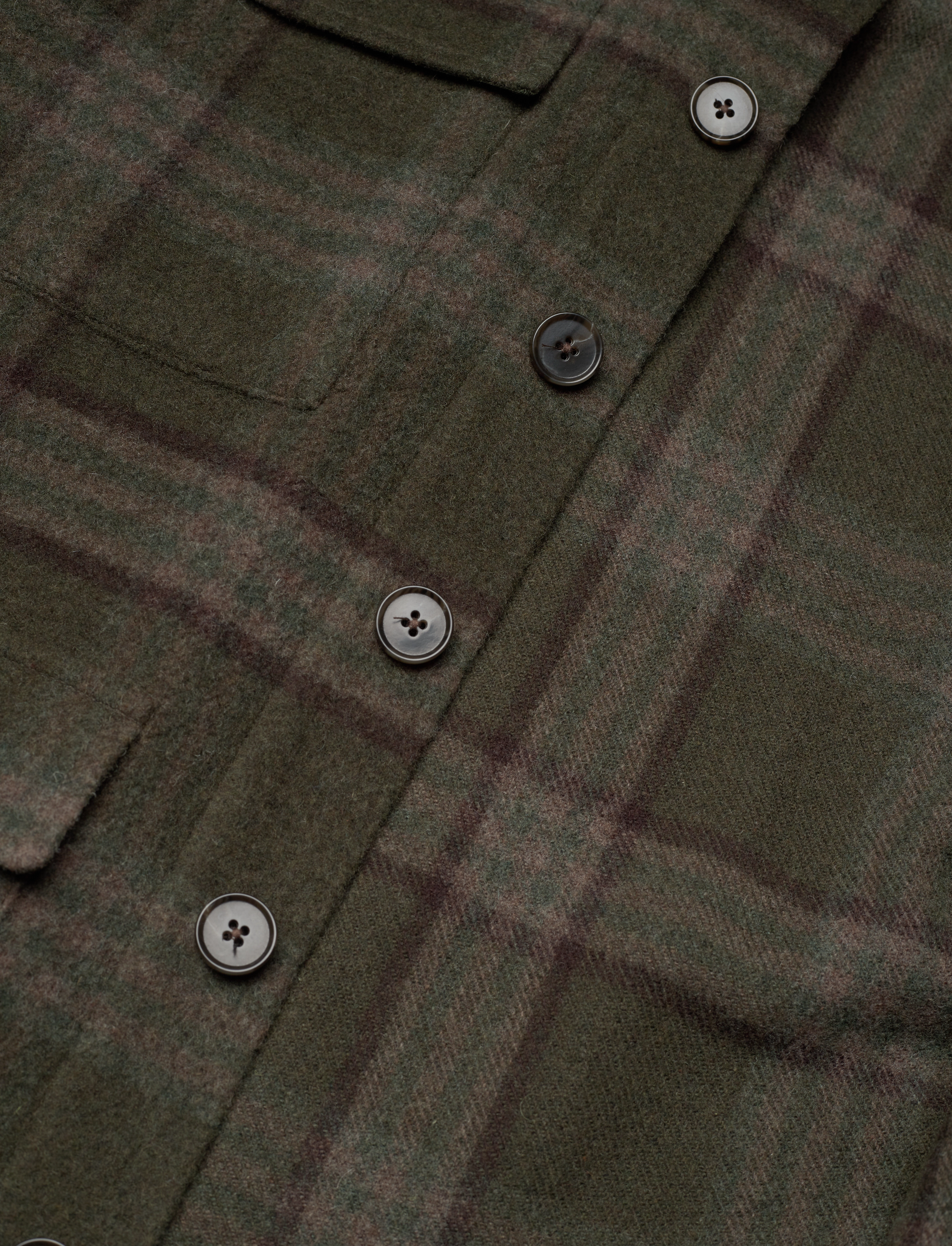 Les Deux - Kyle Check Wool Hybrid Shirt - olive night/dark sand - 4