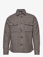 Lennon Houndstooth Wool Hybrid Shirt - DARK SAND/BLACK