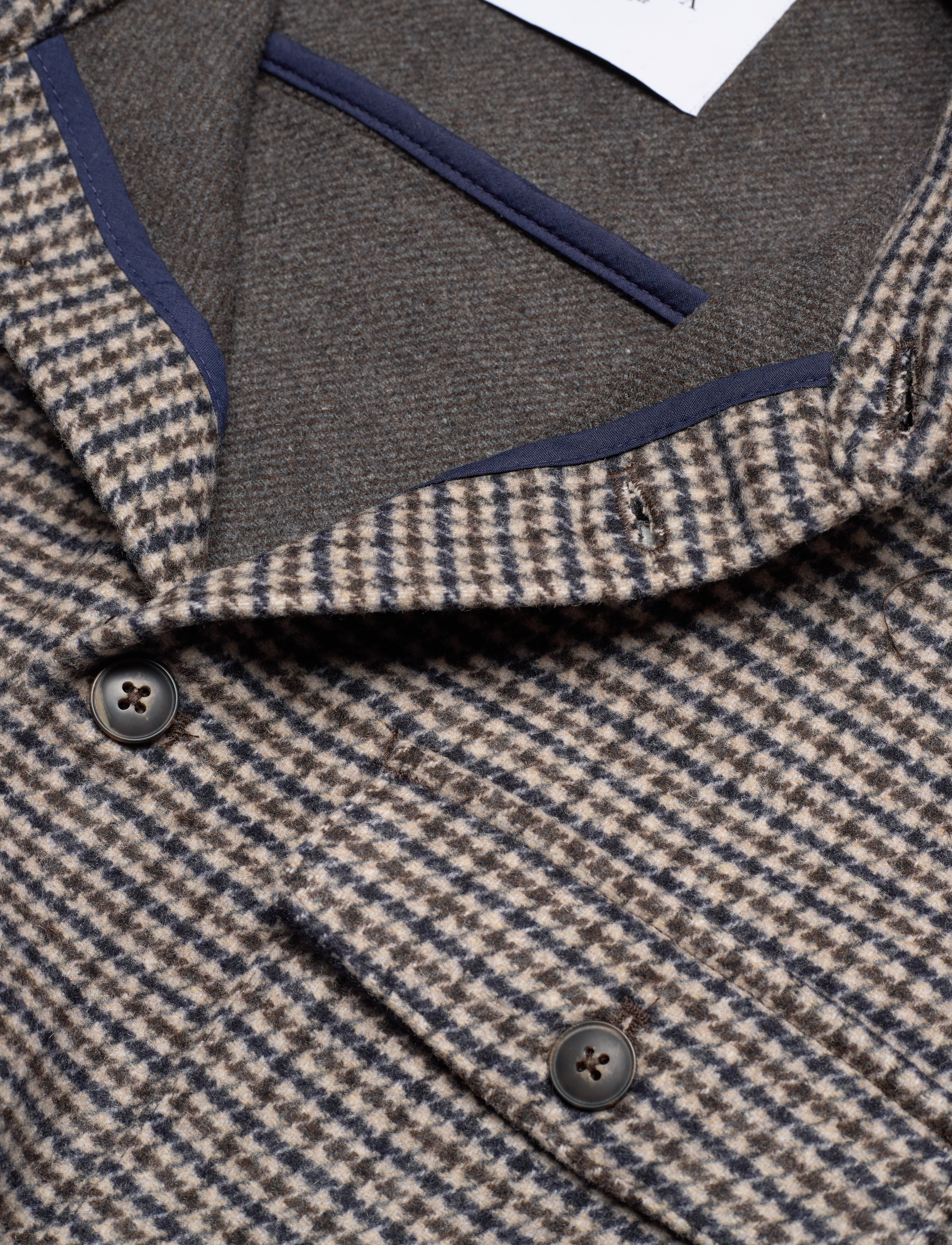 Les Deux - Lennon Houndstooth Wool Hybrid Shirt - dark sand/black - 3