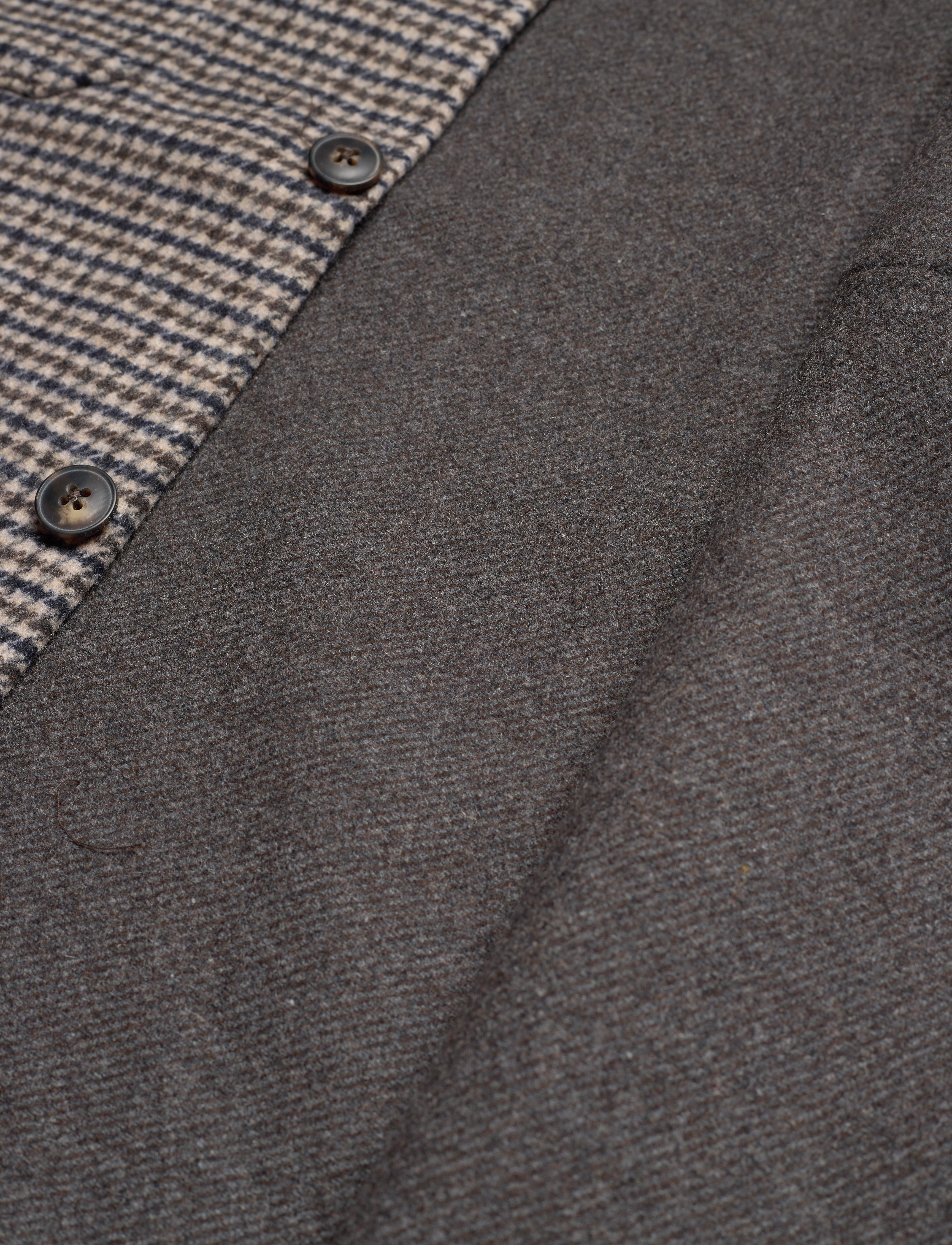 Les Deux - Lennon Houndstooth Wool Hybrid Shirt - dark sand/black - 4