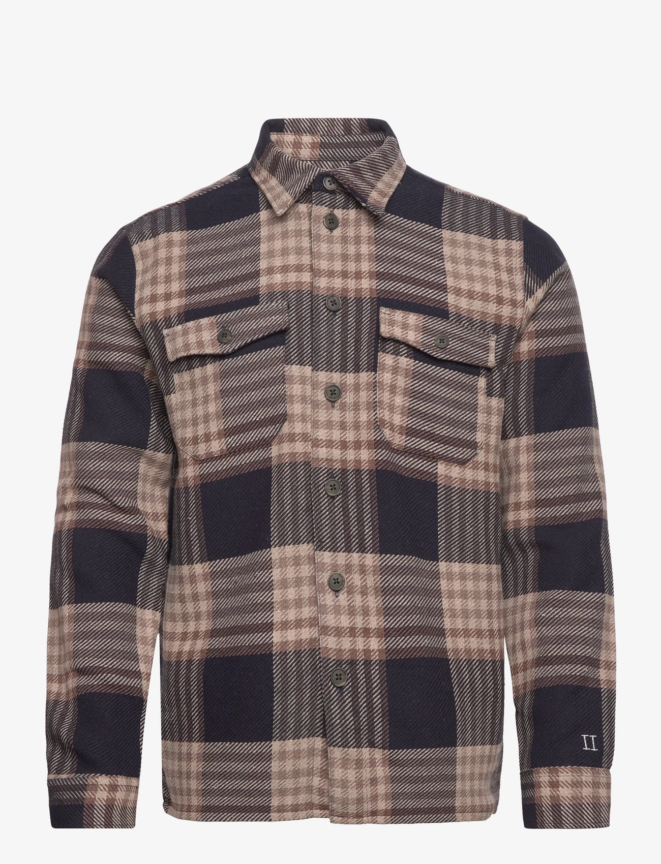 Les Deux - Jesse Check Hybrid Shirt 2.0 - vīriešiem - dark navy/ivory - 0