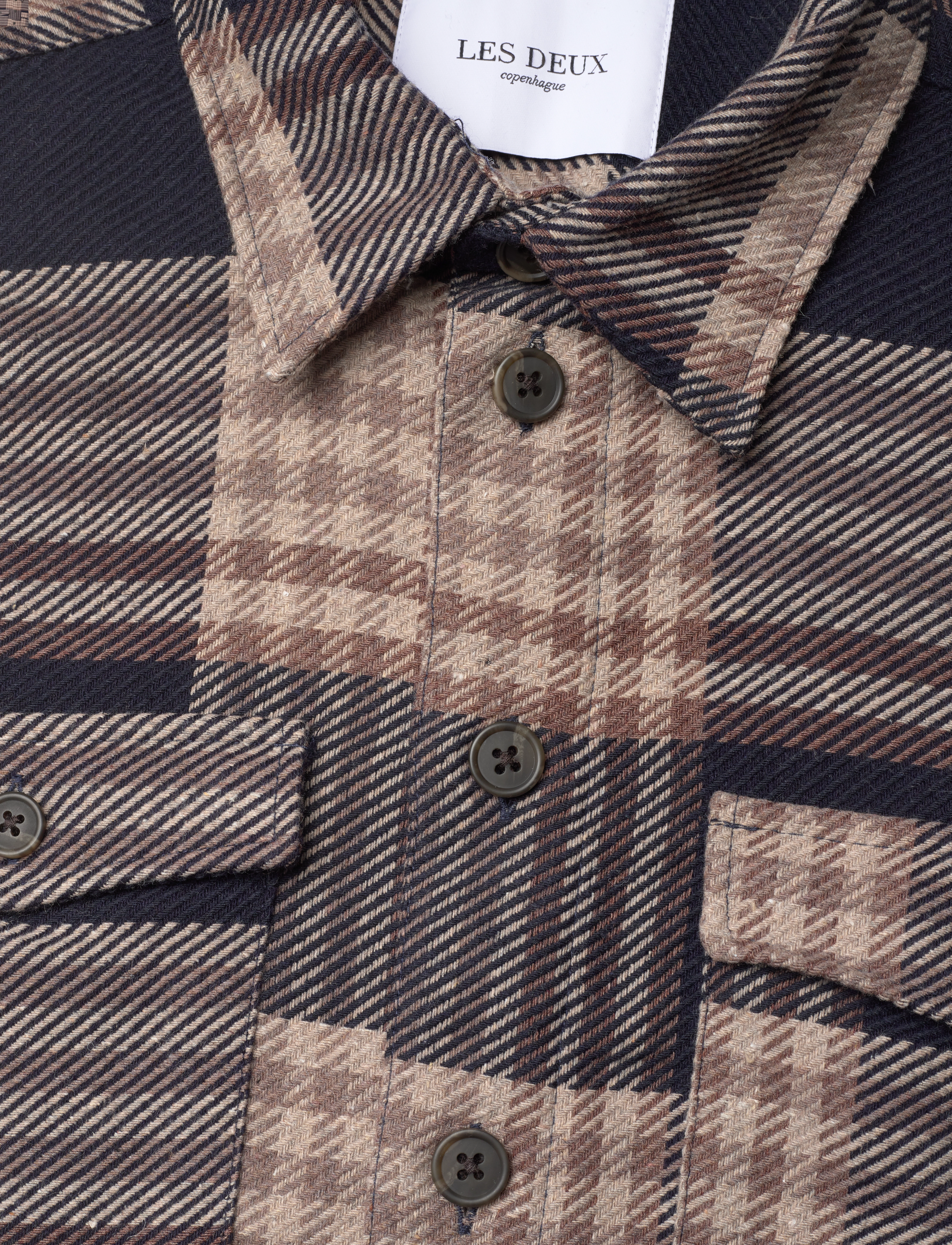 Les Deux - Jesse Check Hybrid Shirt 2.0 - dark navy/ivory - 3