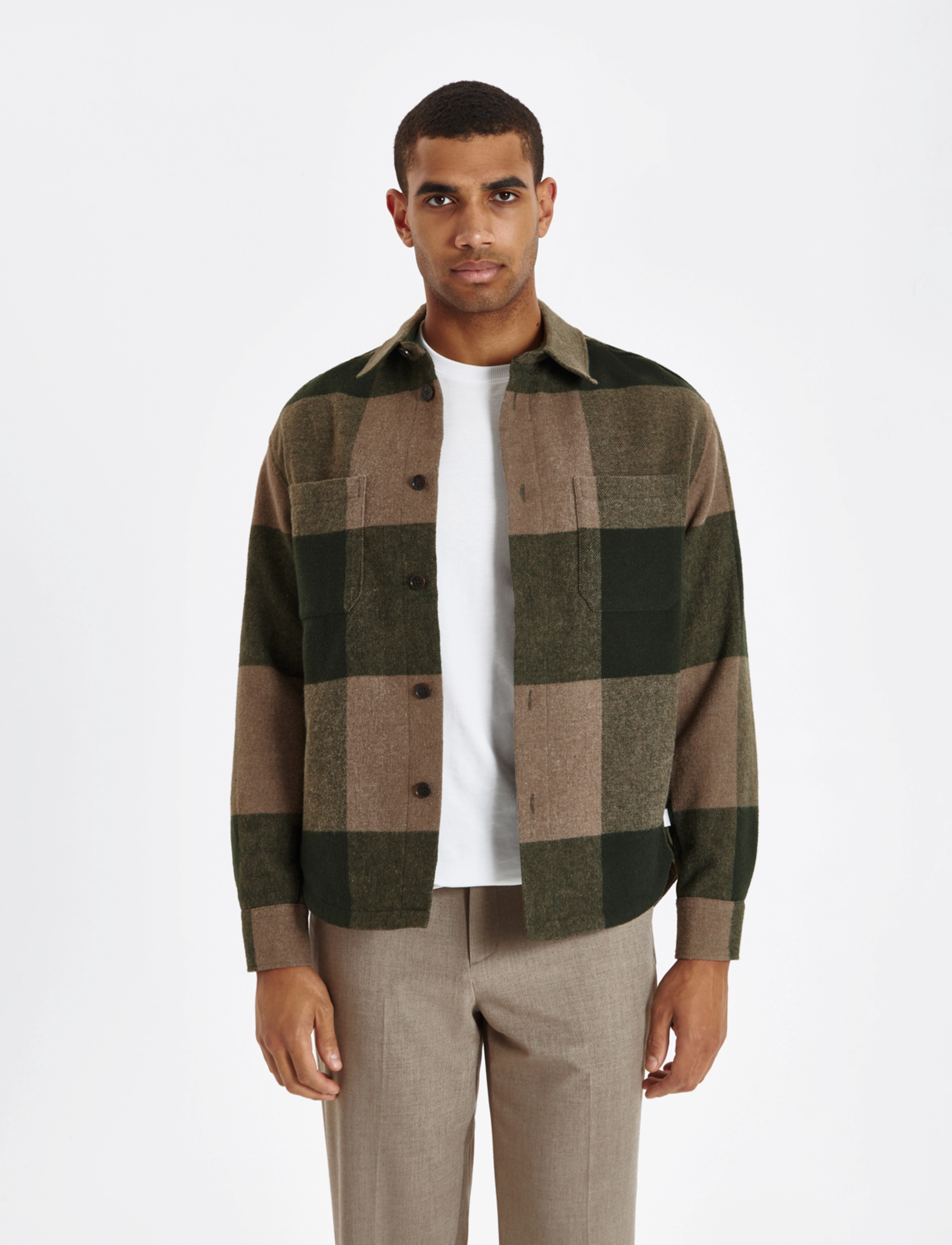 Les Deux - Jacob Check Wool Hybrid - olive night/light sand - 2