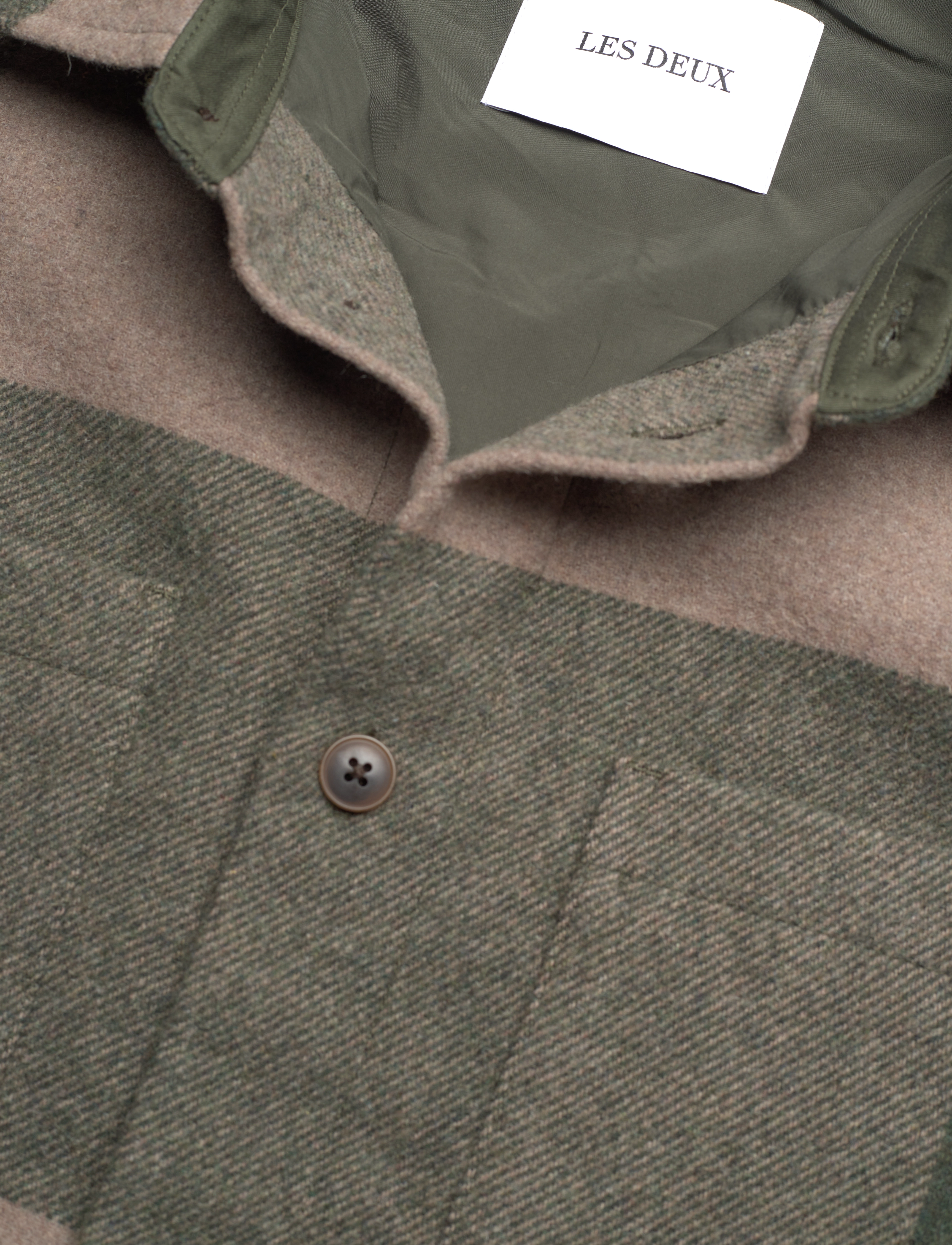 Les Deux - Jacob Check Wool Hybrid - olive night/light sand - 3