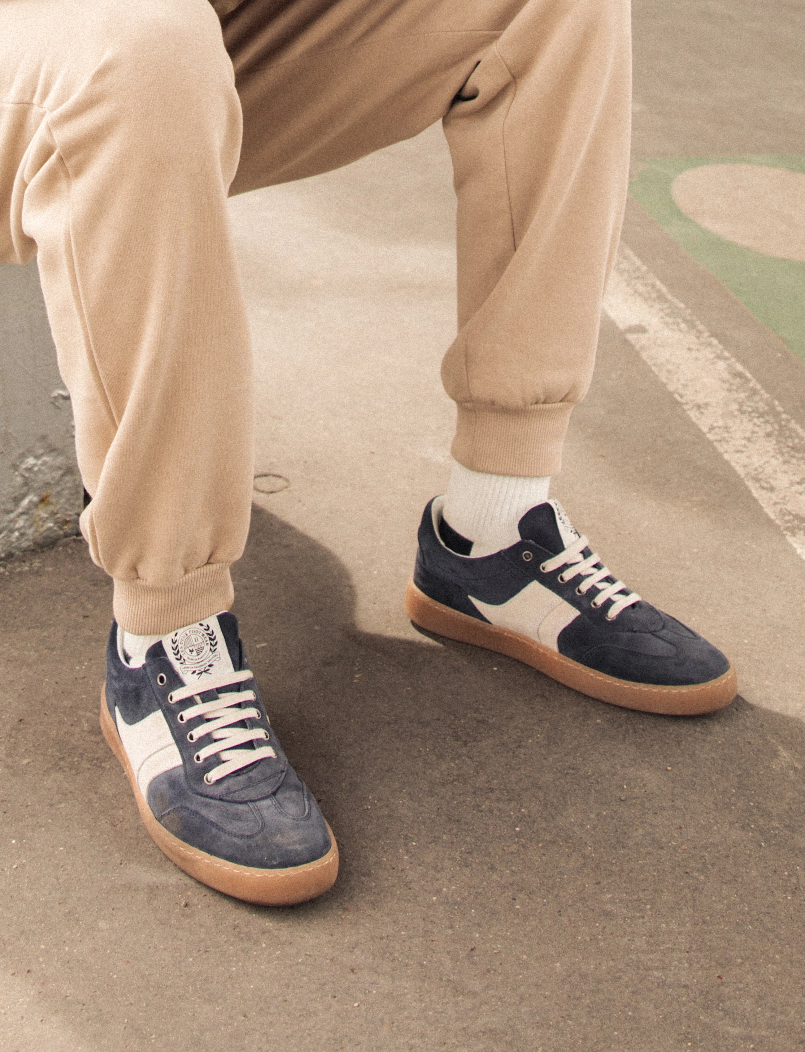Les Deux - Walt Suede Army Trainer - dark navy/ivory - 5