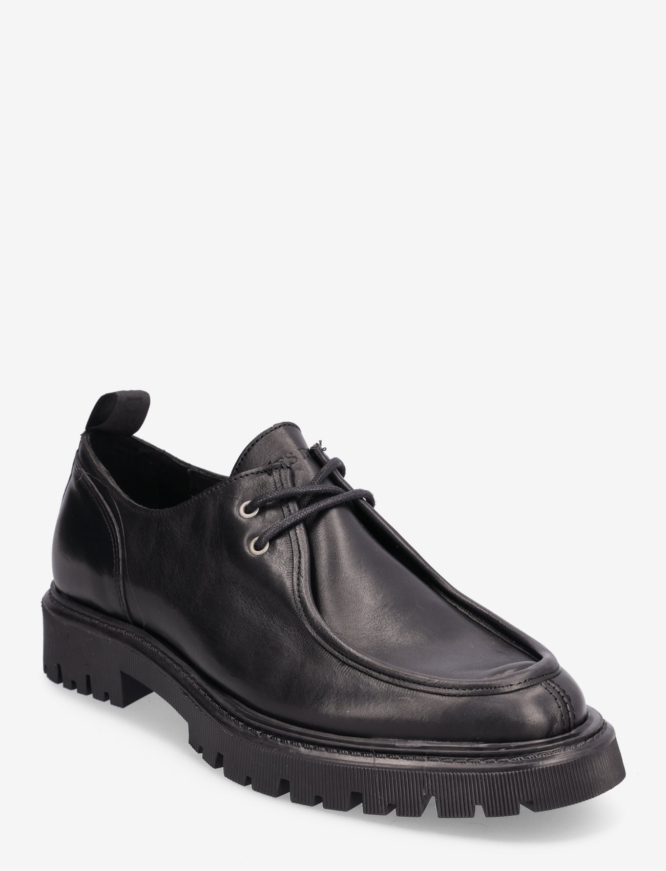 Les Deux - Tatum Leather Moc Toe Shoe - tuksneša zābaki - black - 0