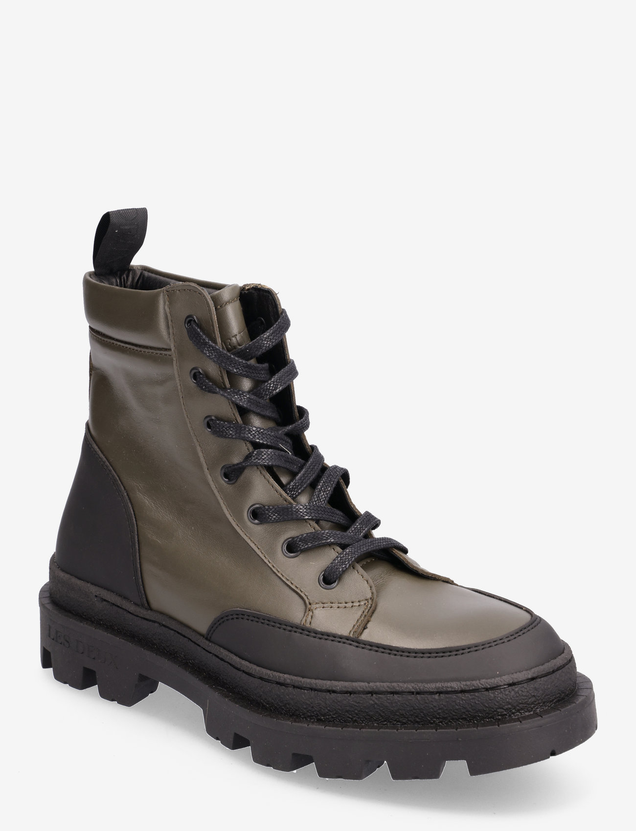 Les Deux - Tanner Mid-Top Leather Sneaker - olive night/black - 0