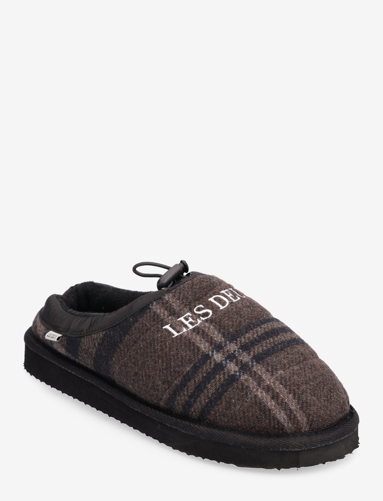 Les Deux - Trey Wool Check Slipper - coffee brown/dark grey - 0