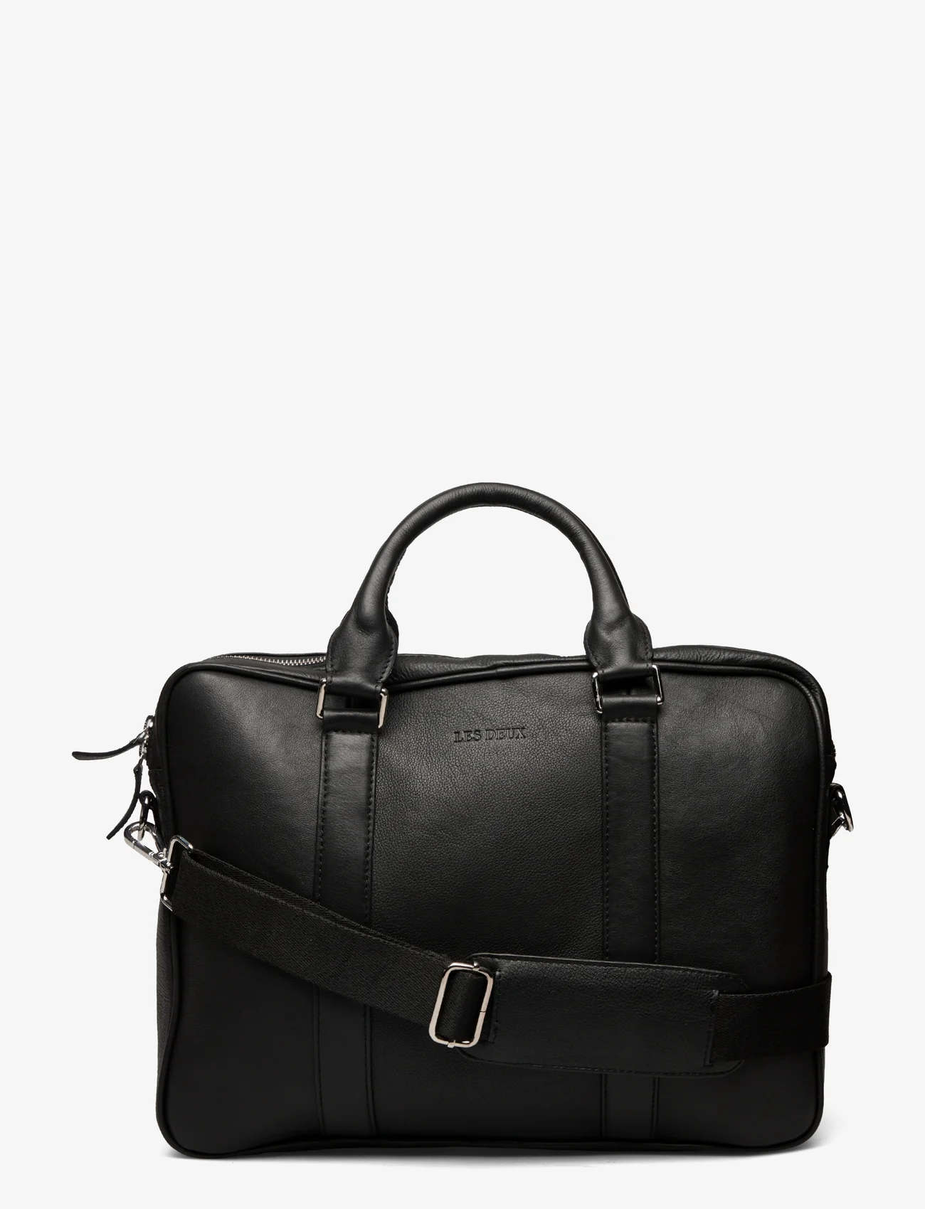 Les Deux - Leather Computer Bag Single - nordic style - black - 0