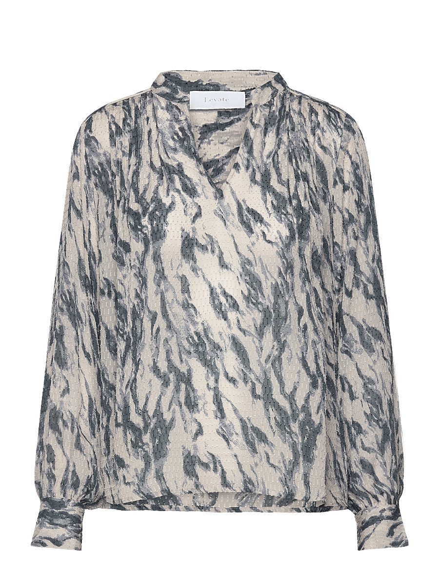Levete Room - LR-FIA - long sleeved blouses - dark slate combi - 0