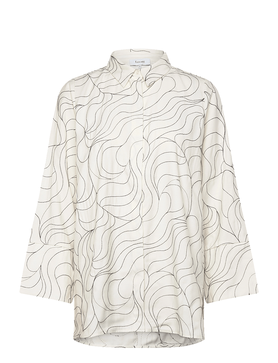 Levete Room - LR-KORA - long-sleeved shirts - l101c - star white combi - 0
