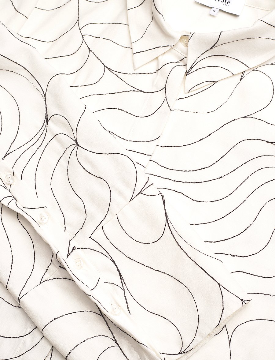 Levete Room - LR-KORA - long-sleeved shirts - l101c - star white combi - 2