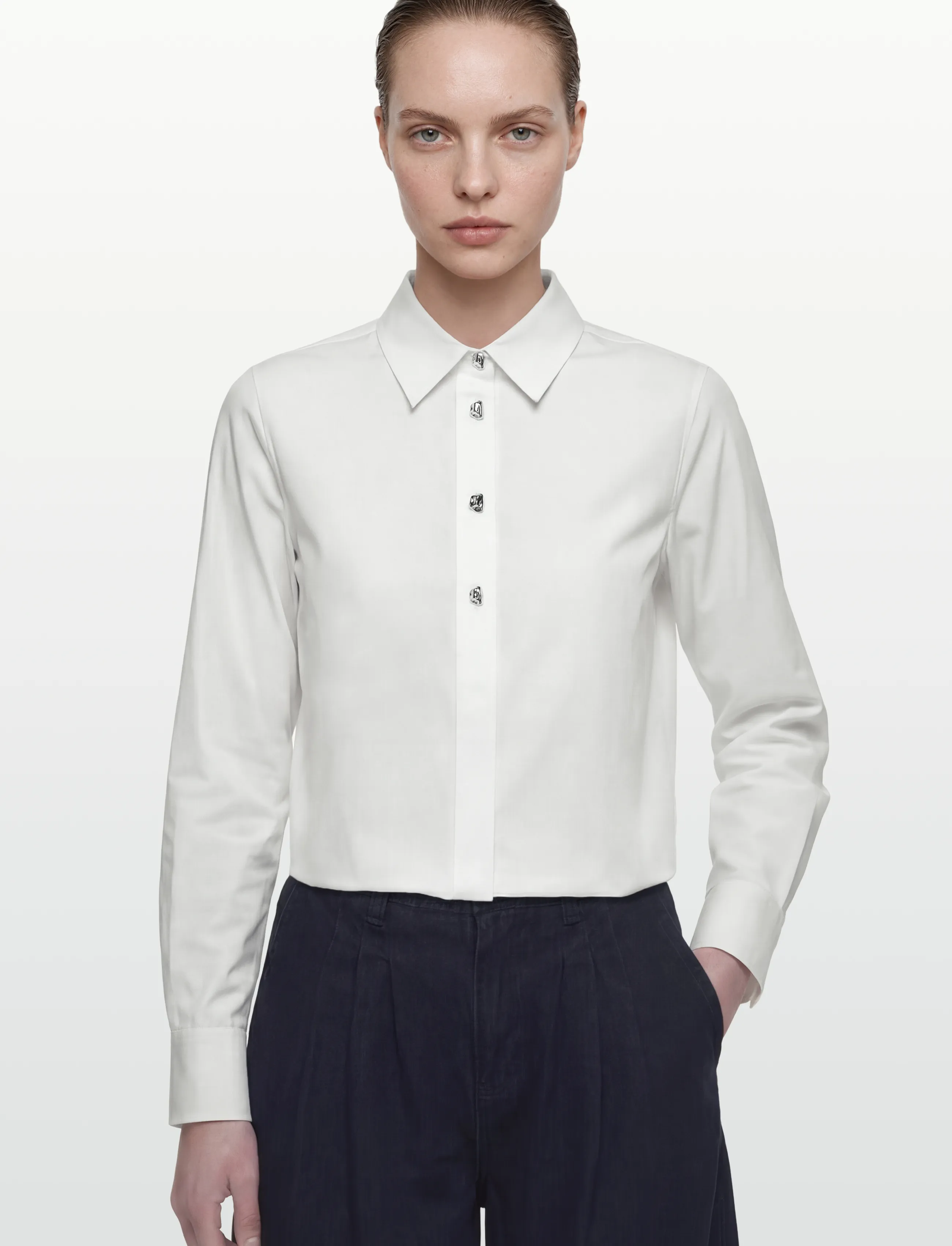 Levete Room - LR-ISLA SOLID - langærmede skjorter - 1000 white - 3
